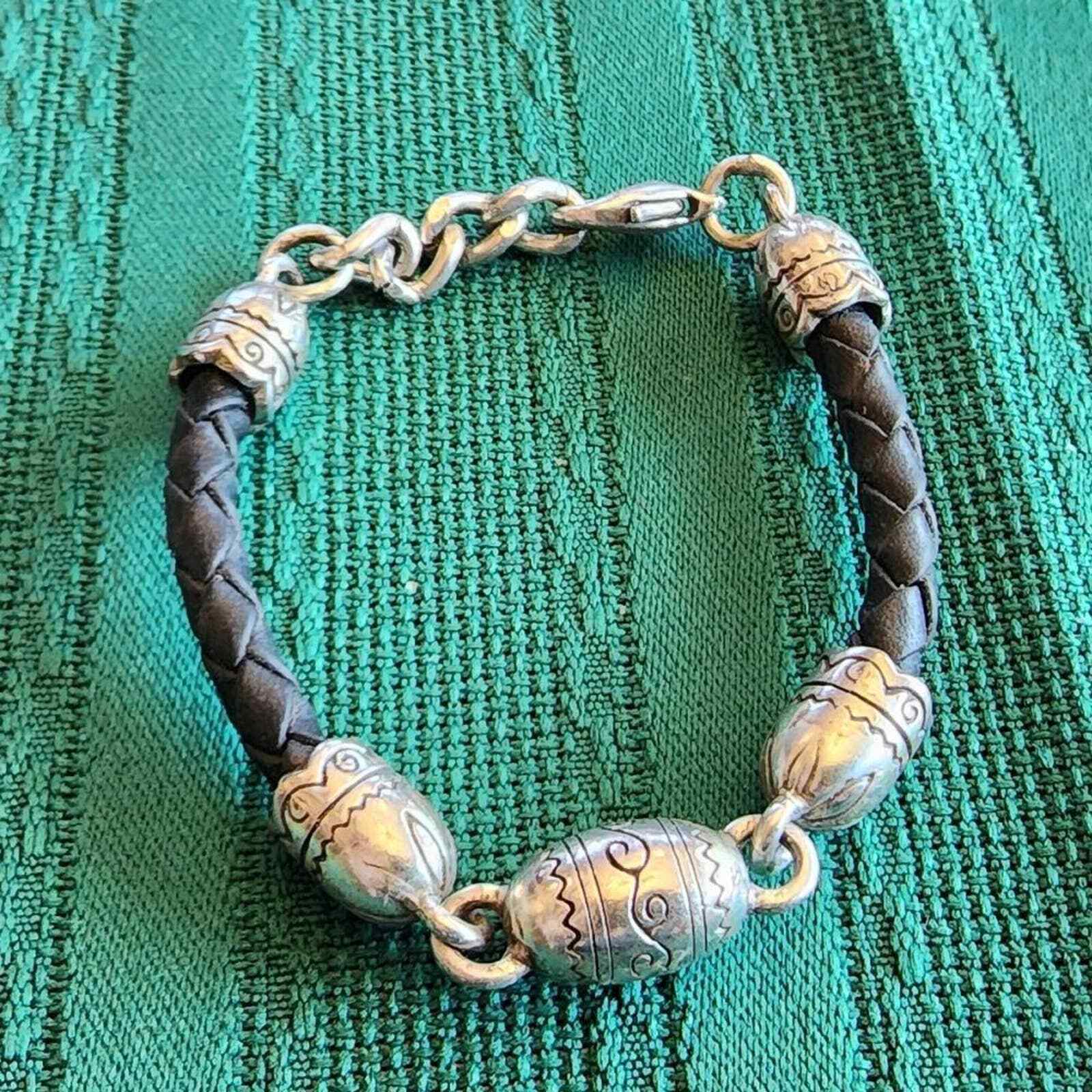Brighton vintage retired leather and scrolled bracelet