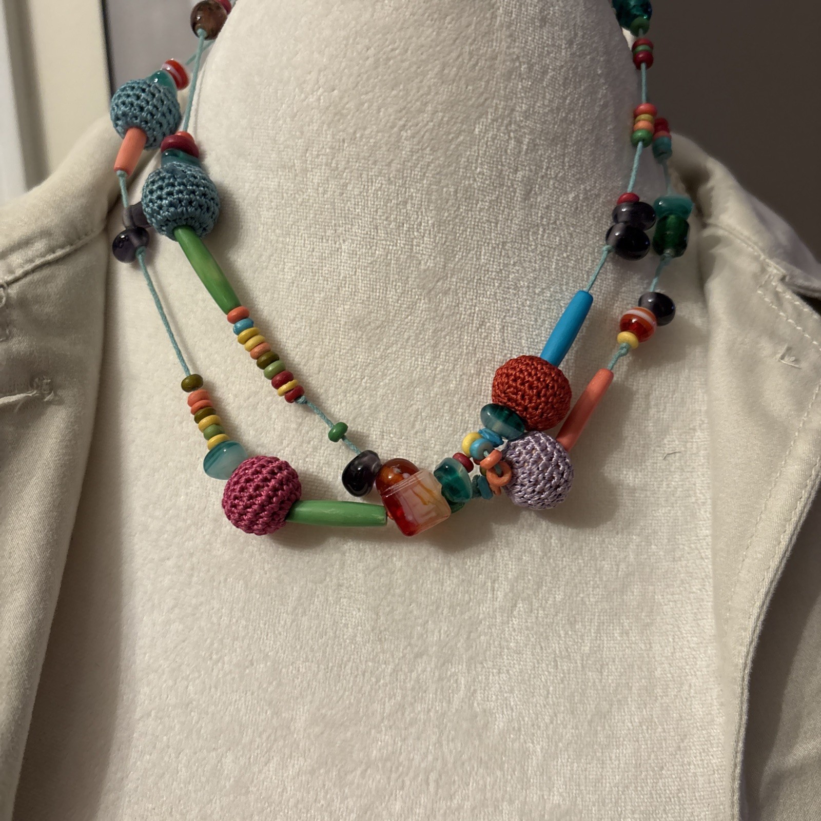 Colorful Beaded Wrap Necklace