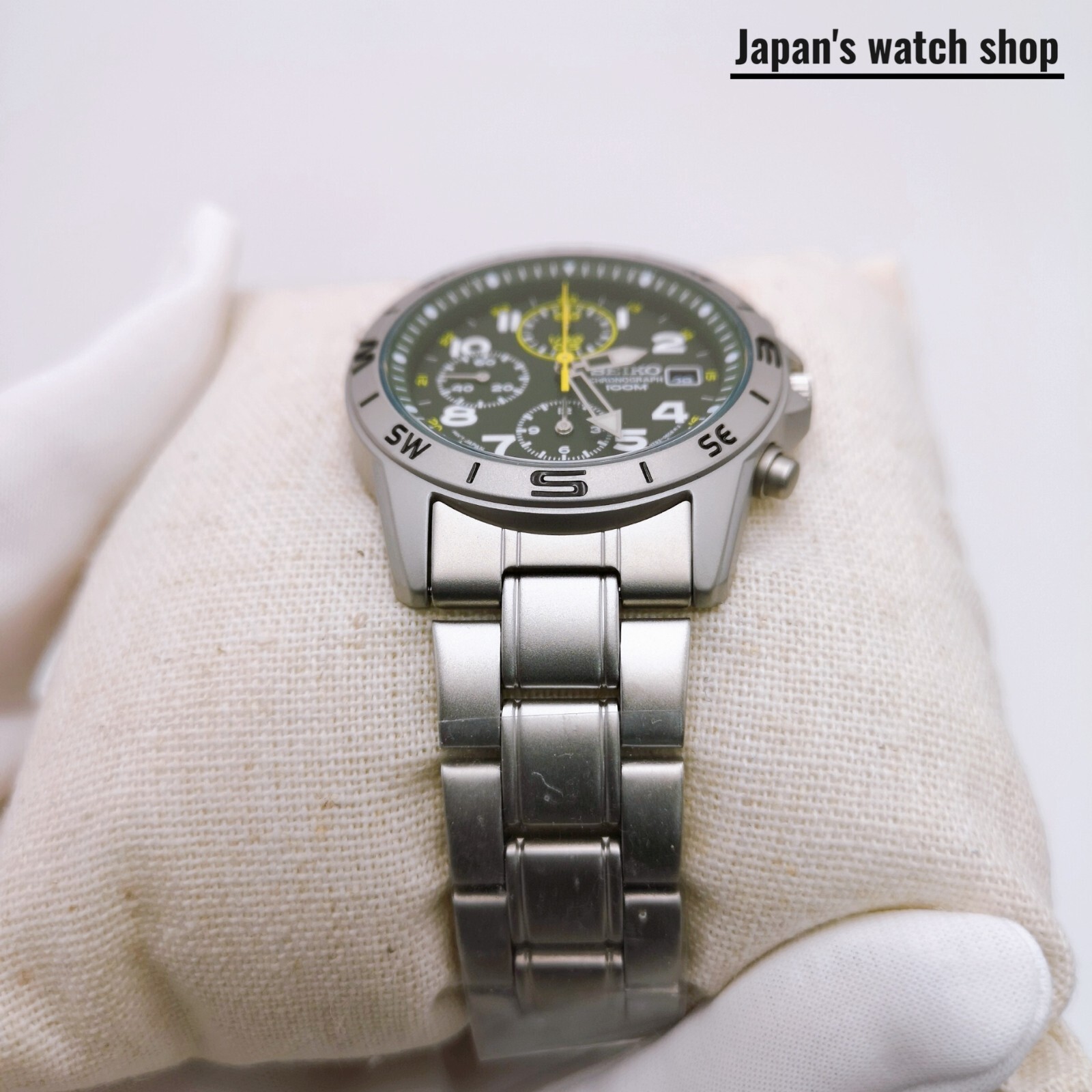 SEIKO SND377P Dark Olive Green Chronograph Men’s Watch New in Box