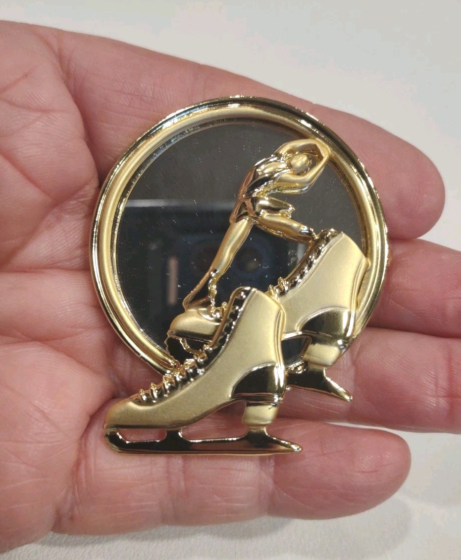 Vintage GT Mirror Ice Skater Danecraft Signed Designer Brooch Pin 2 1/8″ NOS