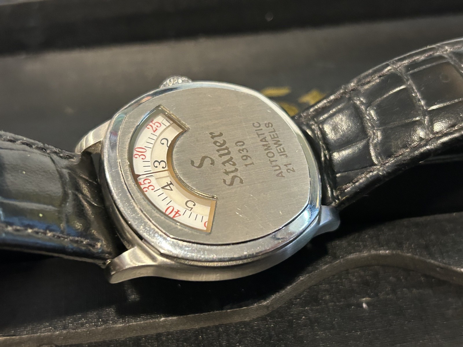 Stauer 1930 Dashtronic, Automatic, 21 Jewels, Stainless Steel, Leather Used