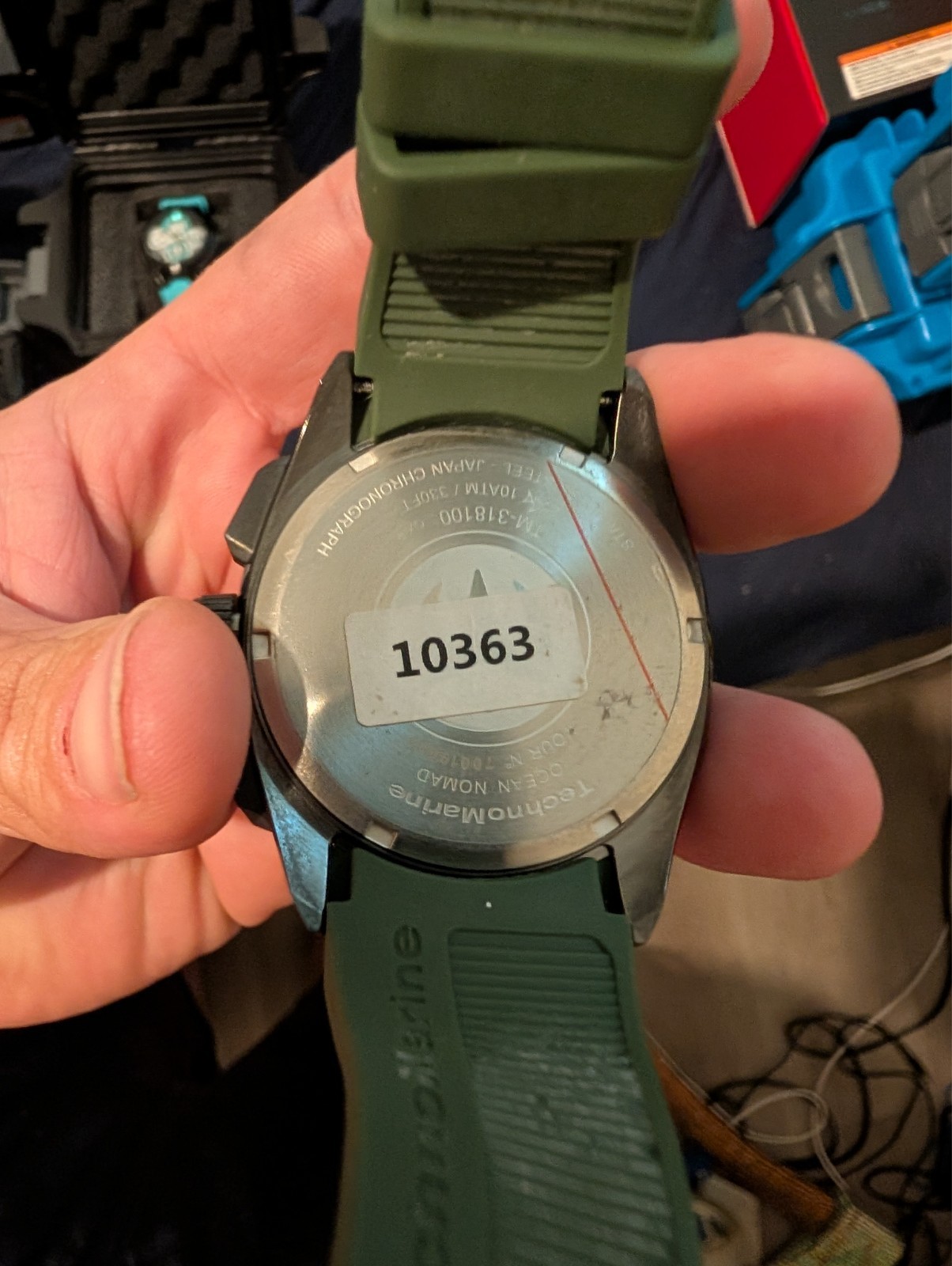 🔥 TechnoMarine Men’s Ocean Nomad TM318100 43mm Green Silicone Band Watch