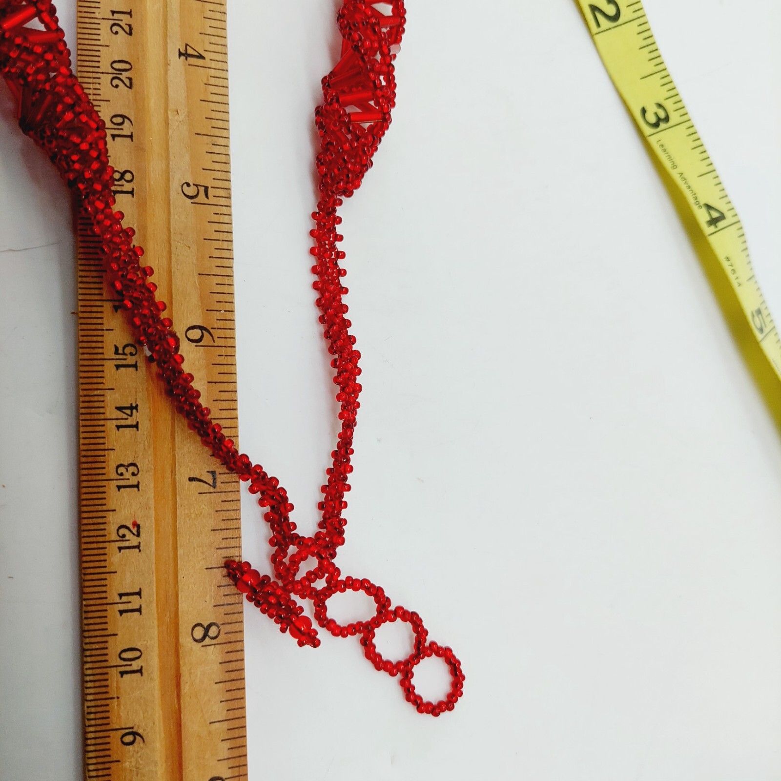 Seed Beaded DNA Design Statement Necklace Red & Black Brown Lot Of 2