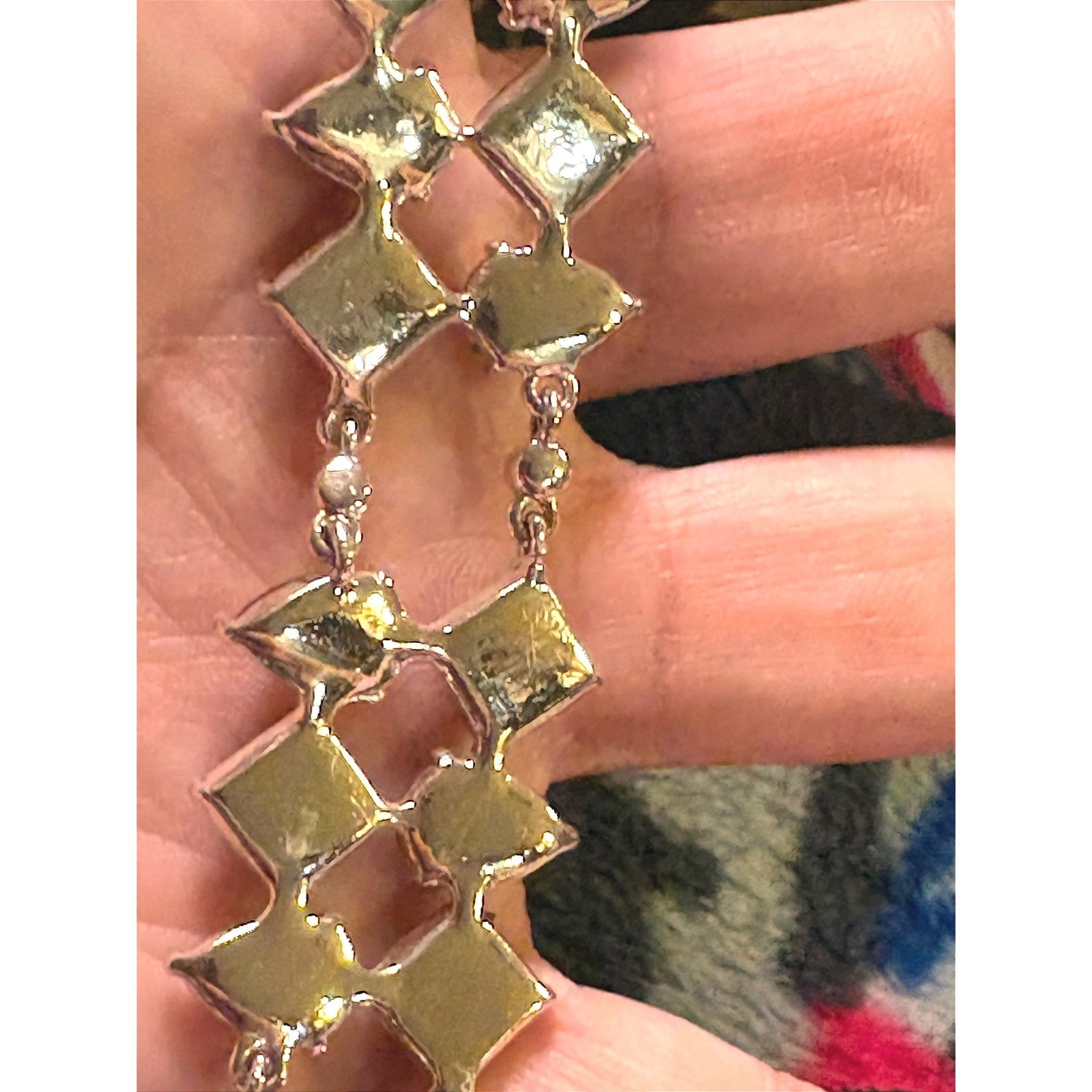 Gemstone Link Bracelet Women 7.75in Green Brown Good Double Row Kite