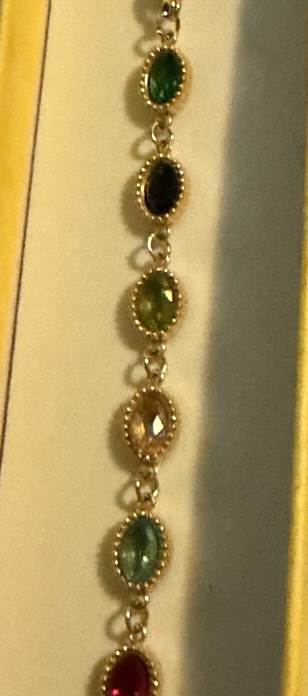 Boutique Assorted Gems Bracelet Stainless Steel Plated Gold
