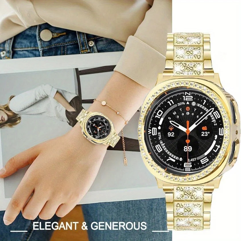 Case+Bling Metal Watch Band For Samsung Galaxy Watch 9 40/44mm Women Wrist Strap