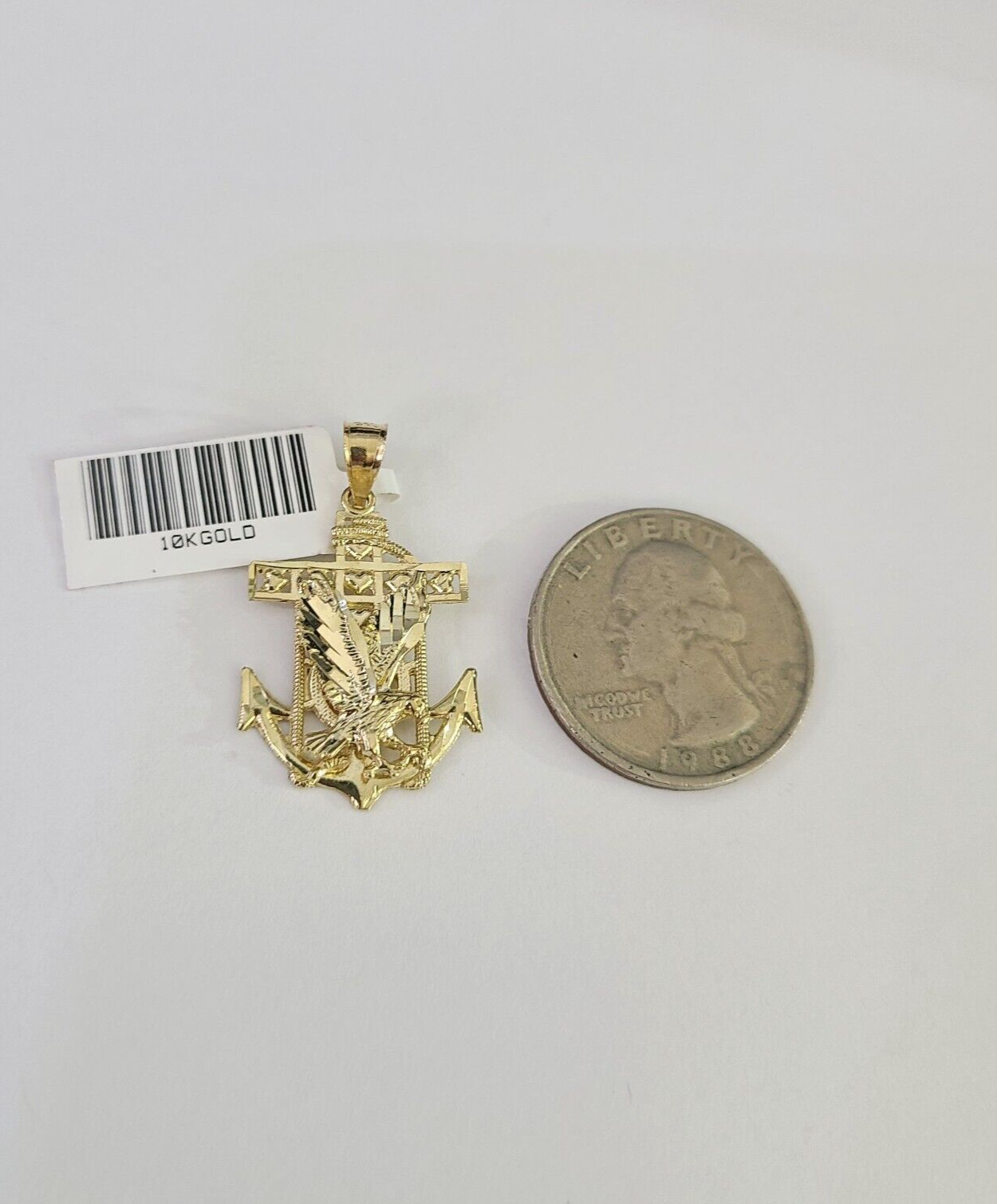 Real 10kt Eagle Anchor Pendant Charm Yellow Gold 10Kt Genuine