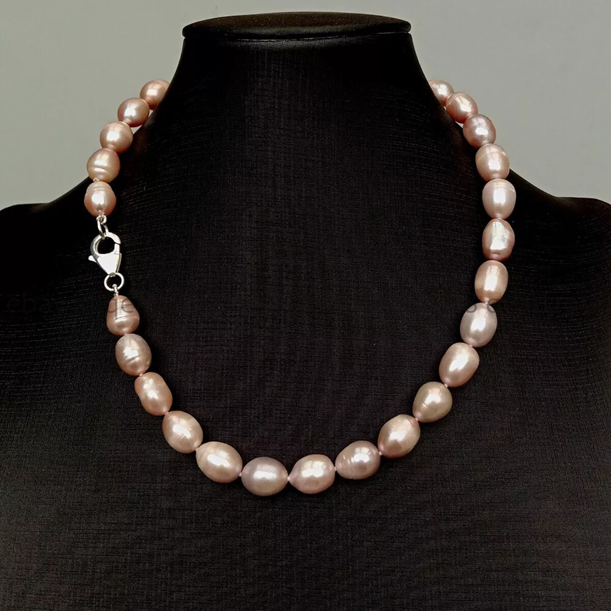 Natural White Black Gray Pink Purple Rice Cultured Pearl Necklace Silver Clasp