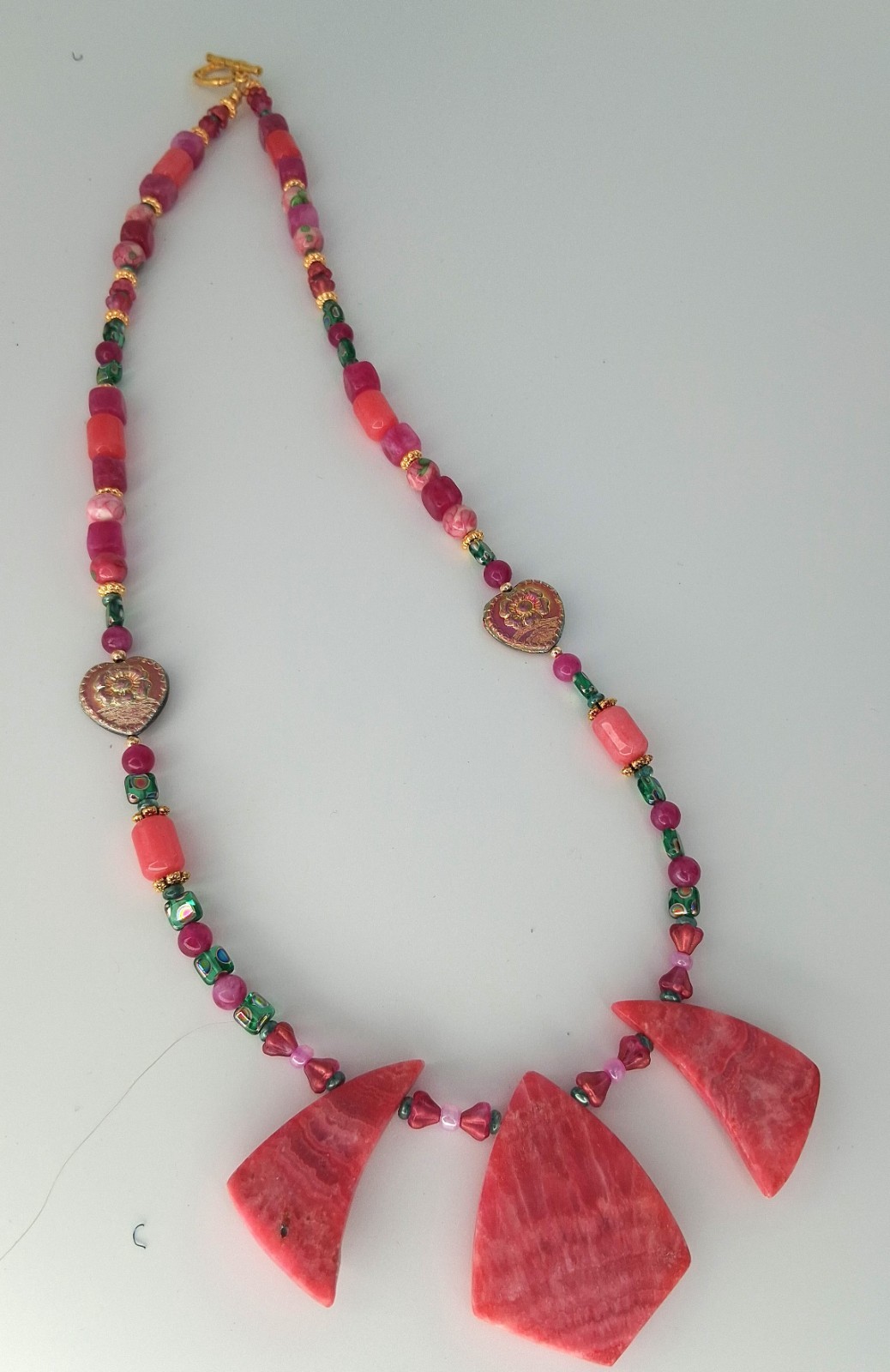 Rhodochrosite Statement Necklace with Rhodochrosite & Asstd Pink Beads