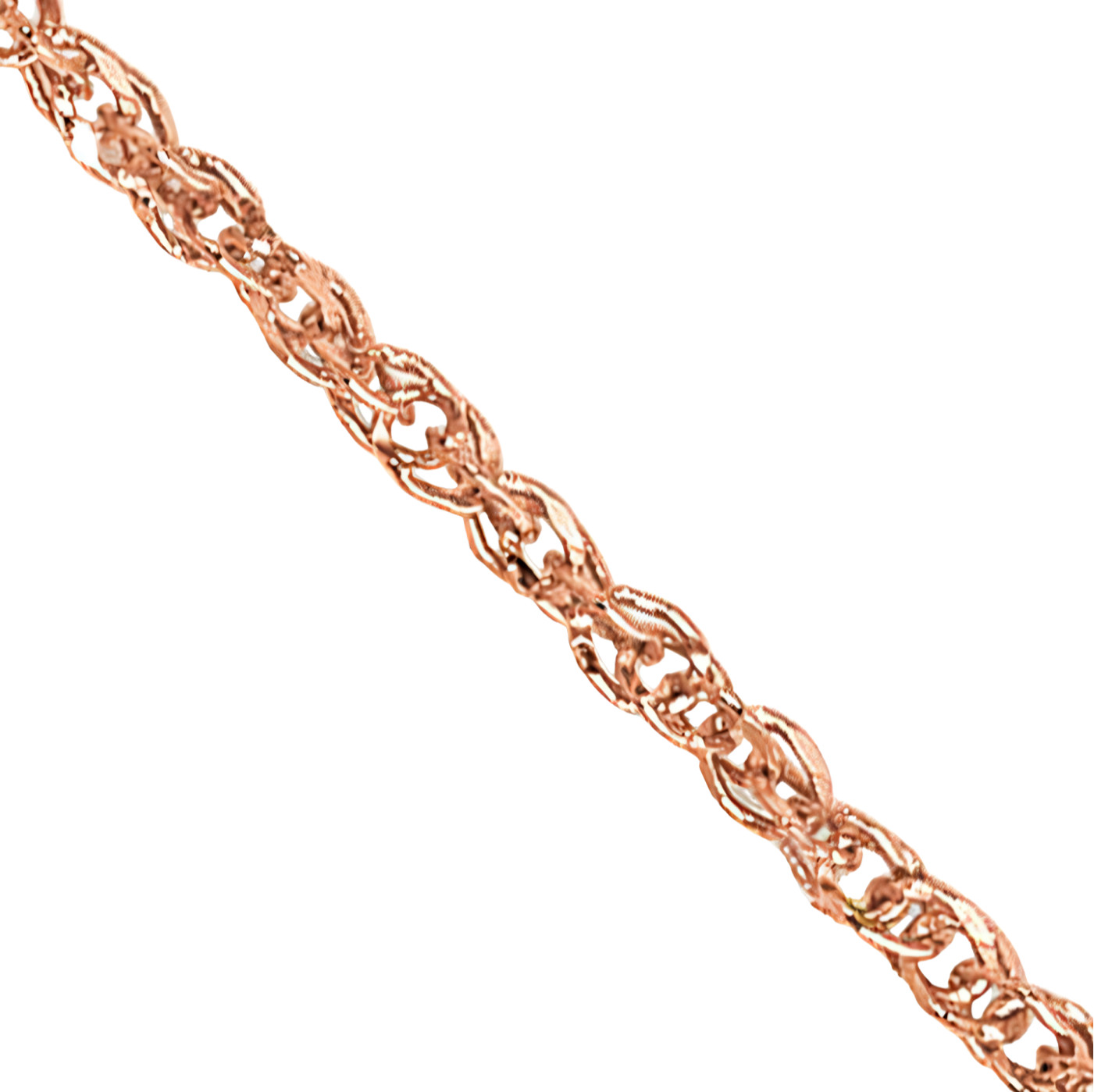 14K Solid Rose Gold 0.7mm Dainty Rope Chain Necklace Polished for Women