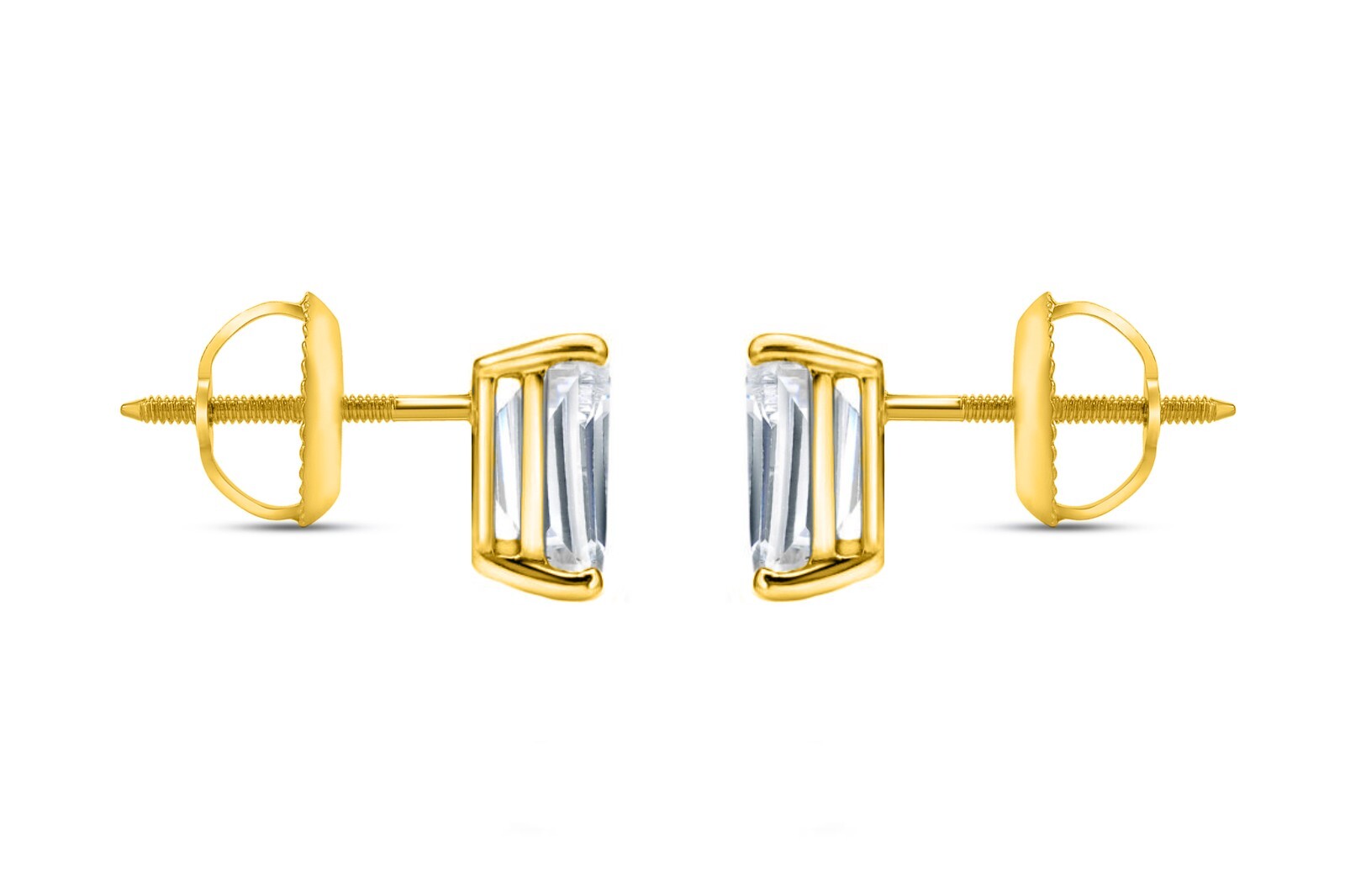Lab Created Grown Diamond 1/2 Ct Radiant Earrings 14K Yellow Gold F/VVS Screw
