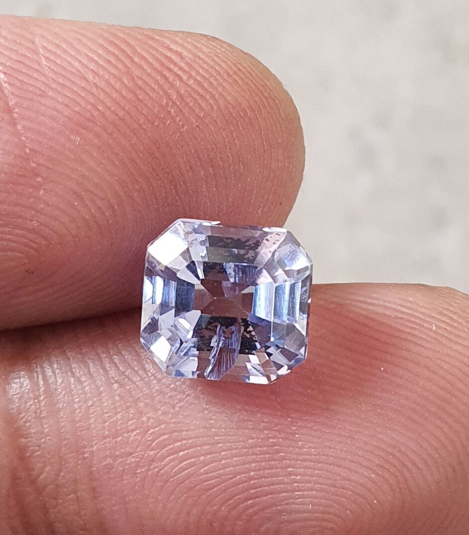 3.96Ct Flawless Octagon Cut Ceylon Cornflower Light Blue Sapphire Lab Grown Gems