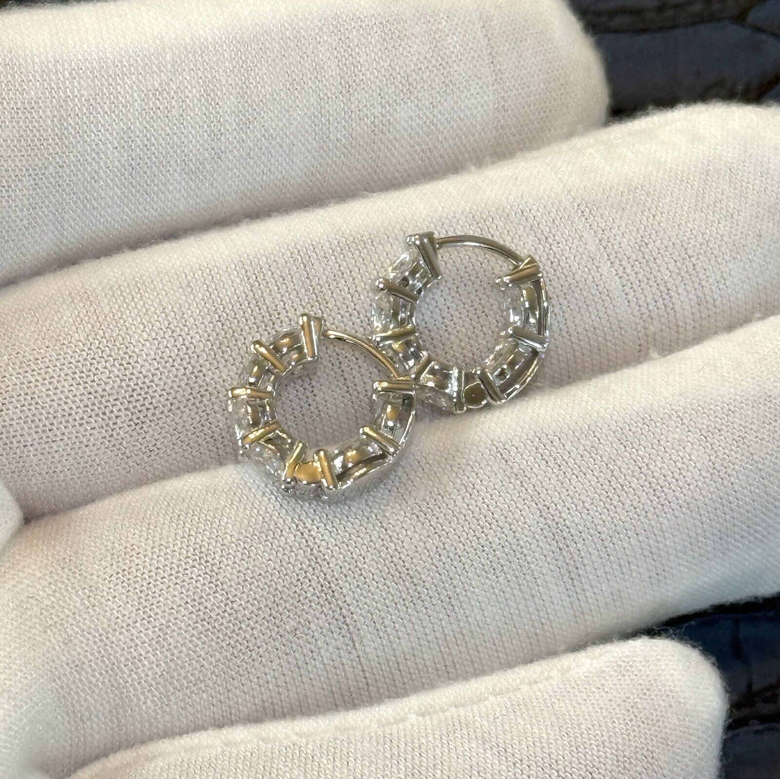 3.00 CTW Certified VVS1 Moissanite Hoop Earrings Huggies – 925 Silver 14K Gold