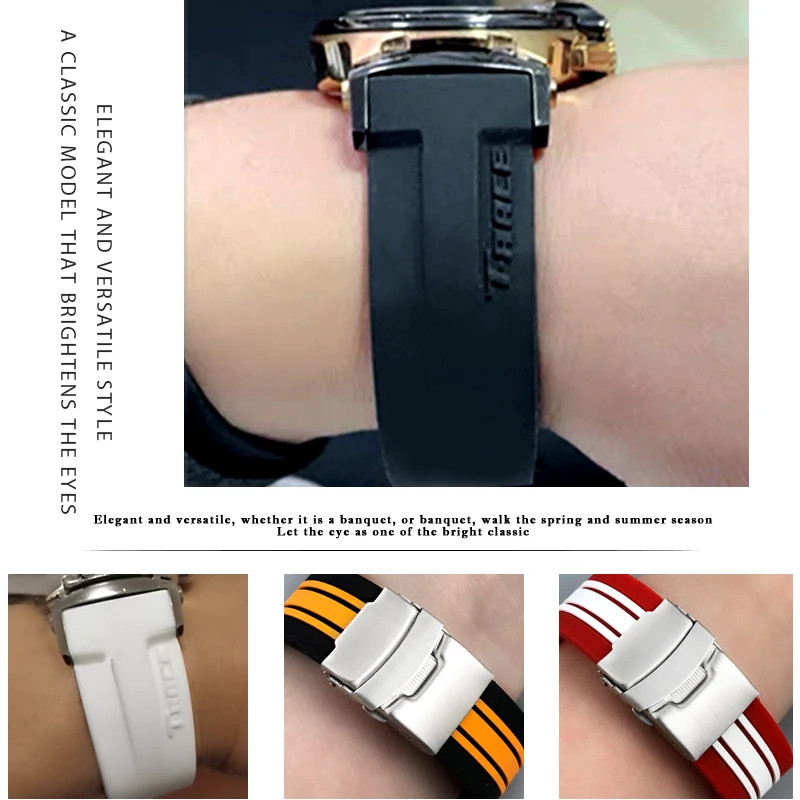 17 21mm Rubber Watchband Strap for Tissot T-RACE T048-417A Bracelet