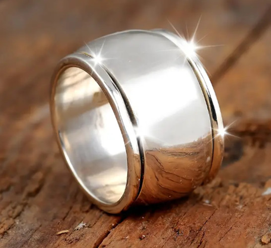 Vintage Boho Retro Inspired Stainless Steel 15MM Wide Band Ring Women & Men