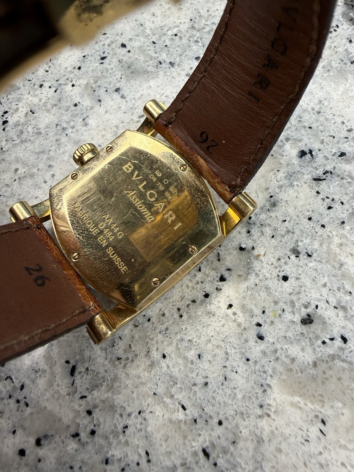 BVLGARI Assioma Automatic Date 32mm Yellow Gold Brown Leather man’s watch