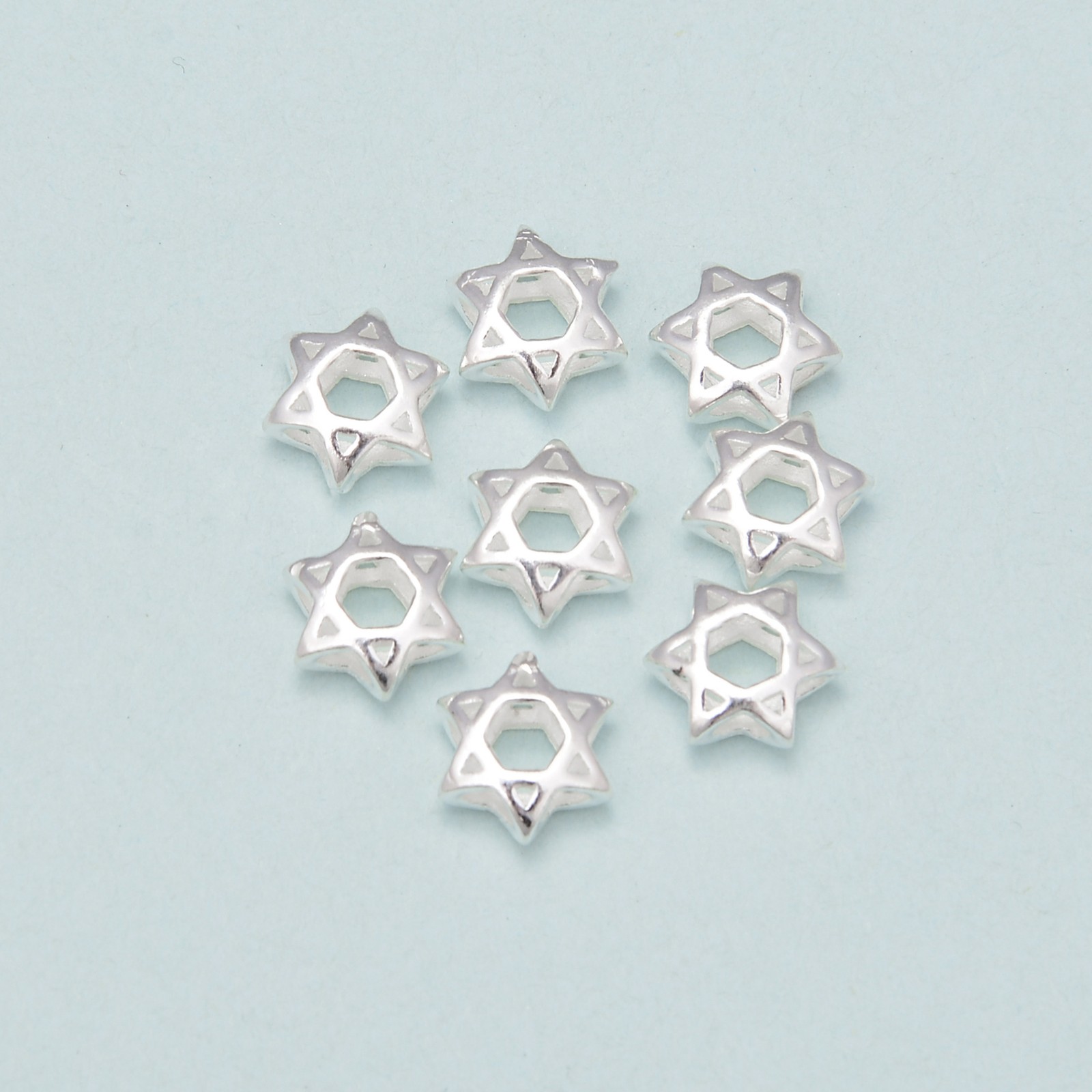 Sterling Silver Hollow Star Beads Size 4x10mm, 6pcs per Bag (4x10mm)