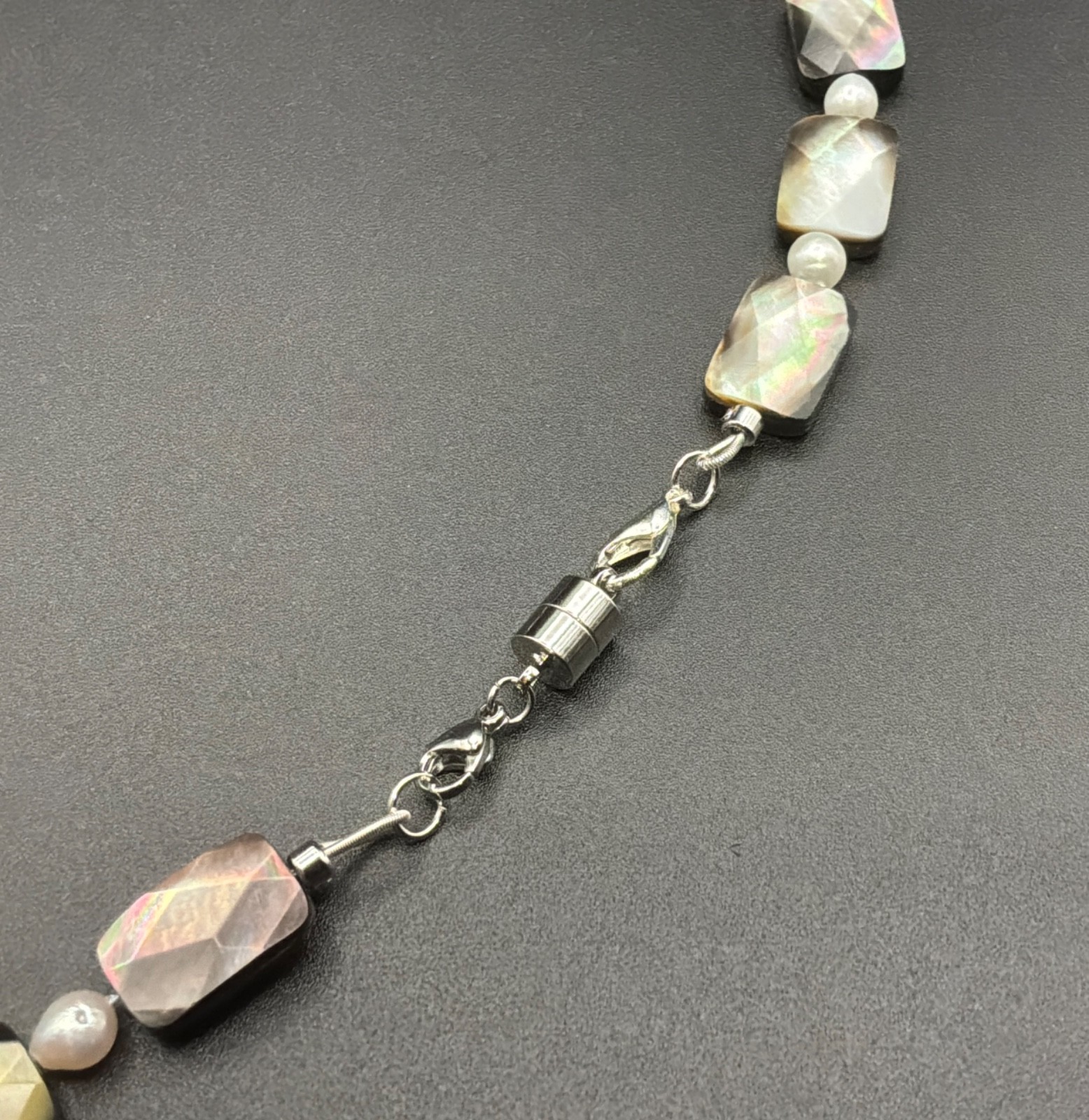 Mother of Pearl Pendant on Black Shell Necklace