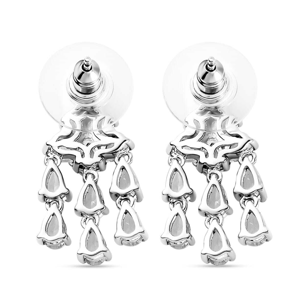 STUNNING!! 3.85ctw Brazilian Petalite Celebrity Earrings Rhodium Plated Sterling