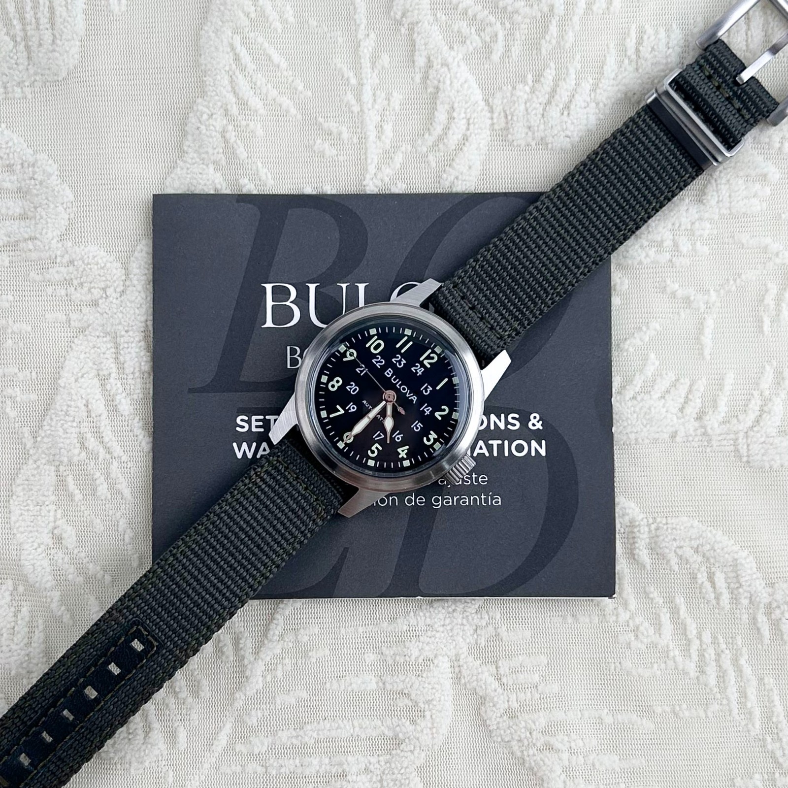 Bulova Men’s 96A259 Military VWI Special Hack Black Dial Automatic Watch 38mm