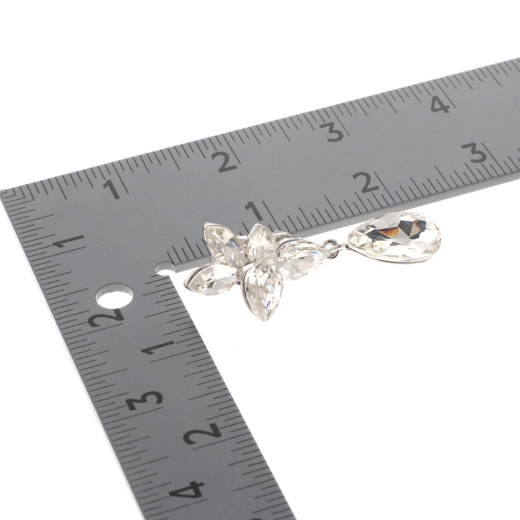 Silver Tone Alloy Metal Crystal Rhinestone Clip-On Earrings ER2658-SCL