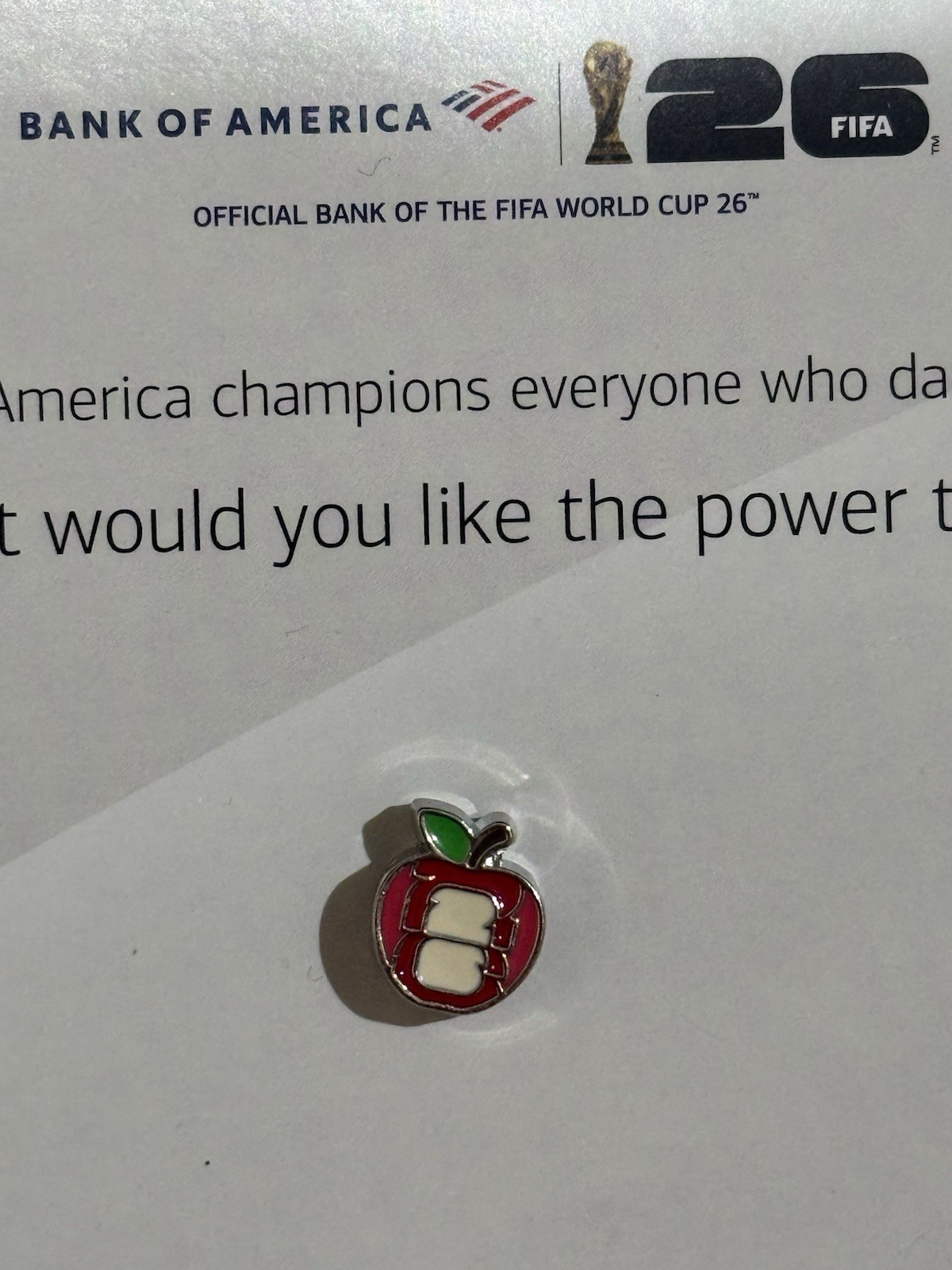 FIFA World Cup Bank of America New York City Apple Charm