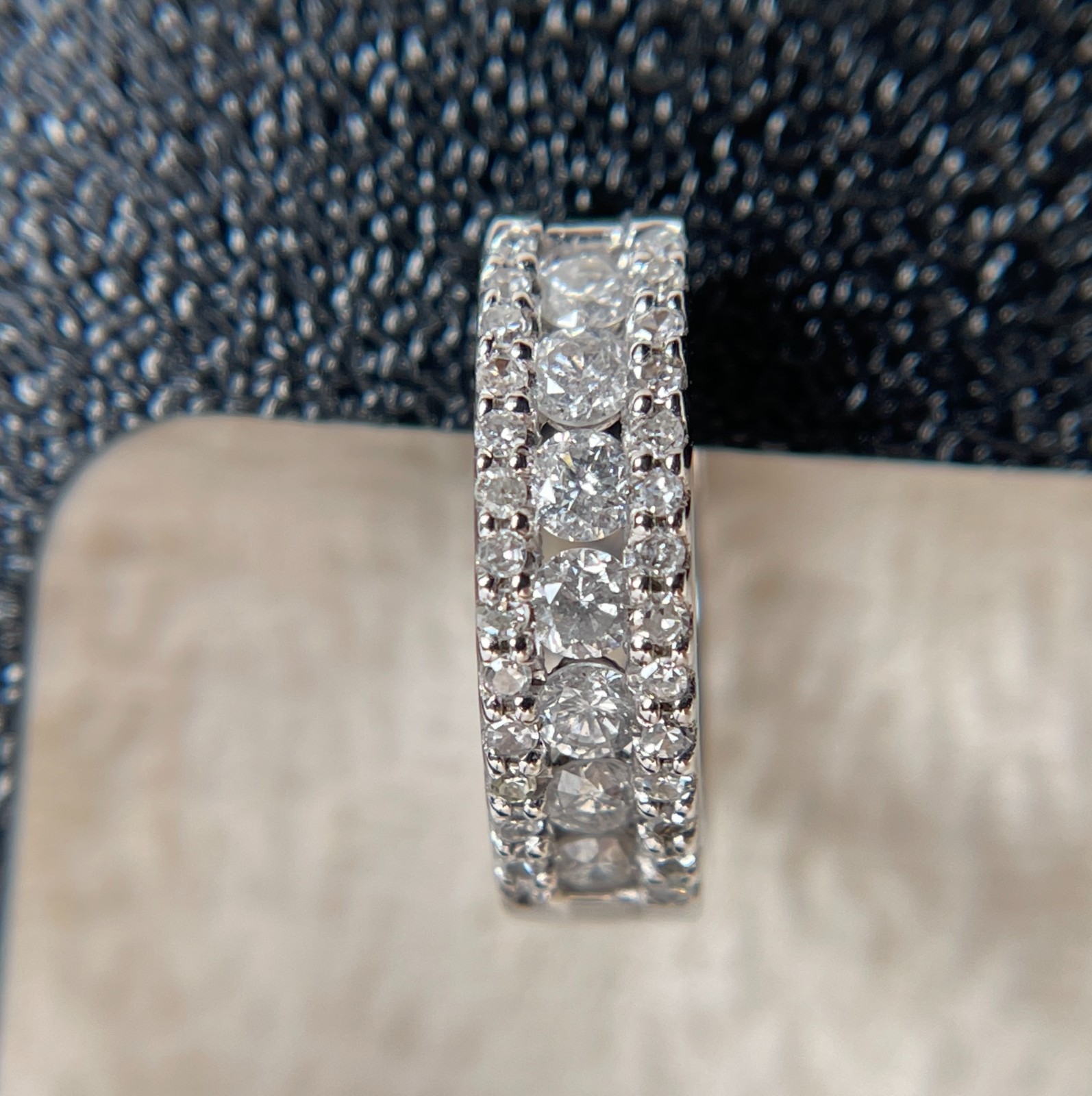1.0 CTTW Natural Diamonds, 10K White Gold Huggie Hoop Earrings, 4.2 grams – NEW!