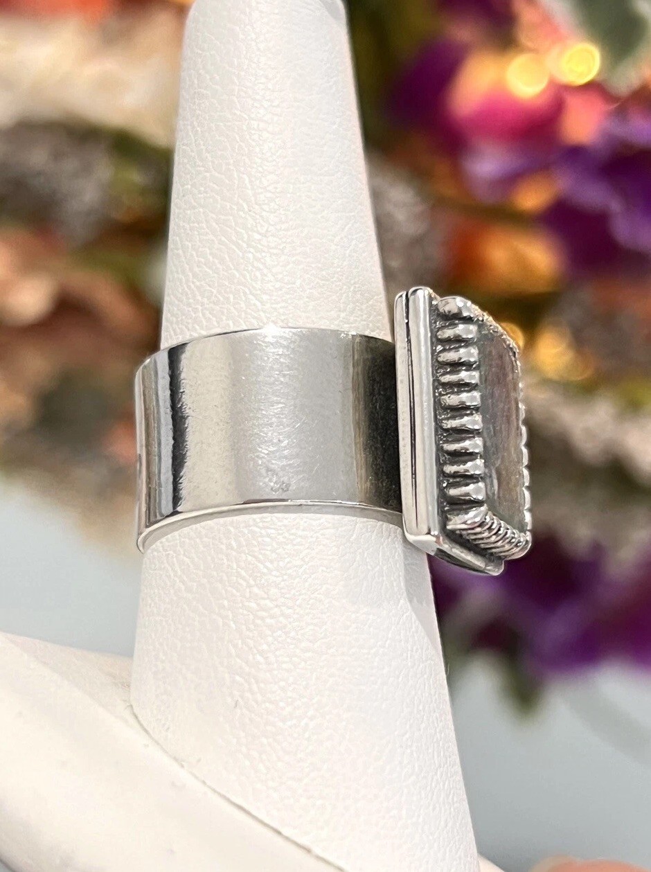 Sterling Silver Designer Luli Hamersztein Israel Blue Roman Glass Ring Size 8
