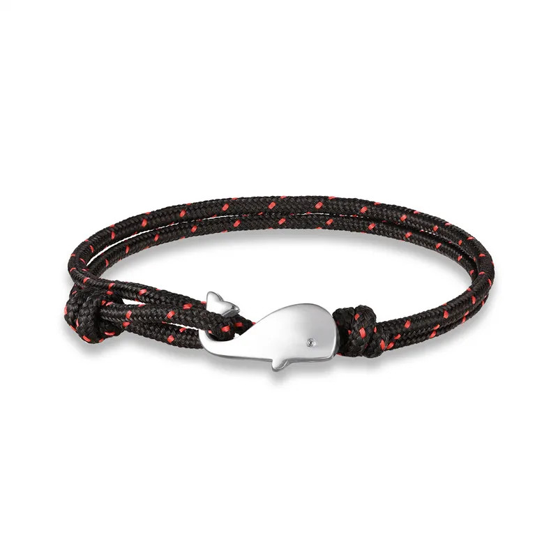 Paracord Rope Bracelet Men Silver Tone Wrap Layered Strand Metal Jewelry