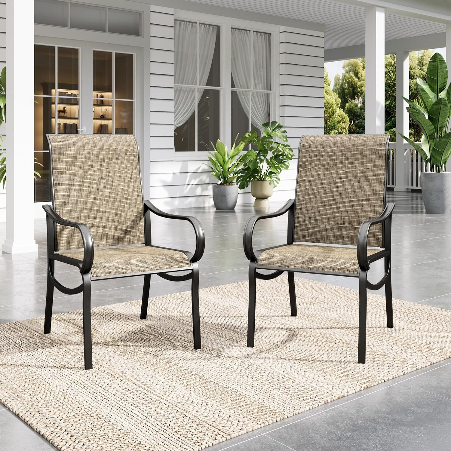 Sophia & William Patio Dining Chairs Set of 2 Outdoor Chairs High Back Textilene