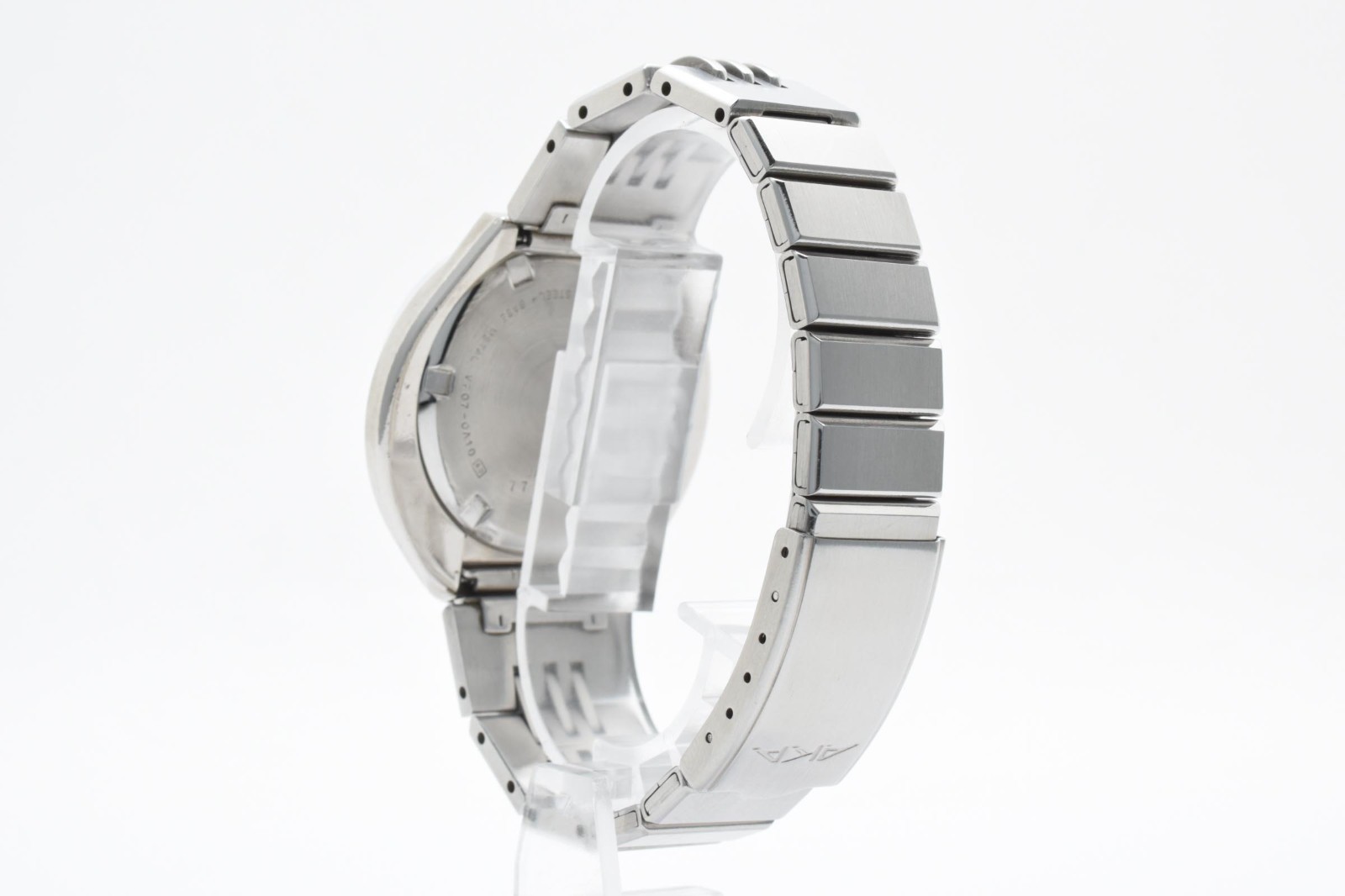 [EXC+5] SEIKO ALBA AKA V707-0A10 42mm Blue Dial Silver Quartz Men’s Watch JAPAN