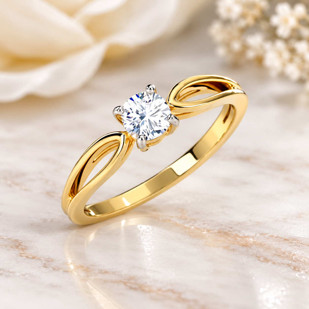 1 CT E-F/VS IGI Certified Lab-Grown Diamond Engagement Ring in 14K White Gold