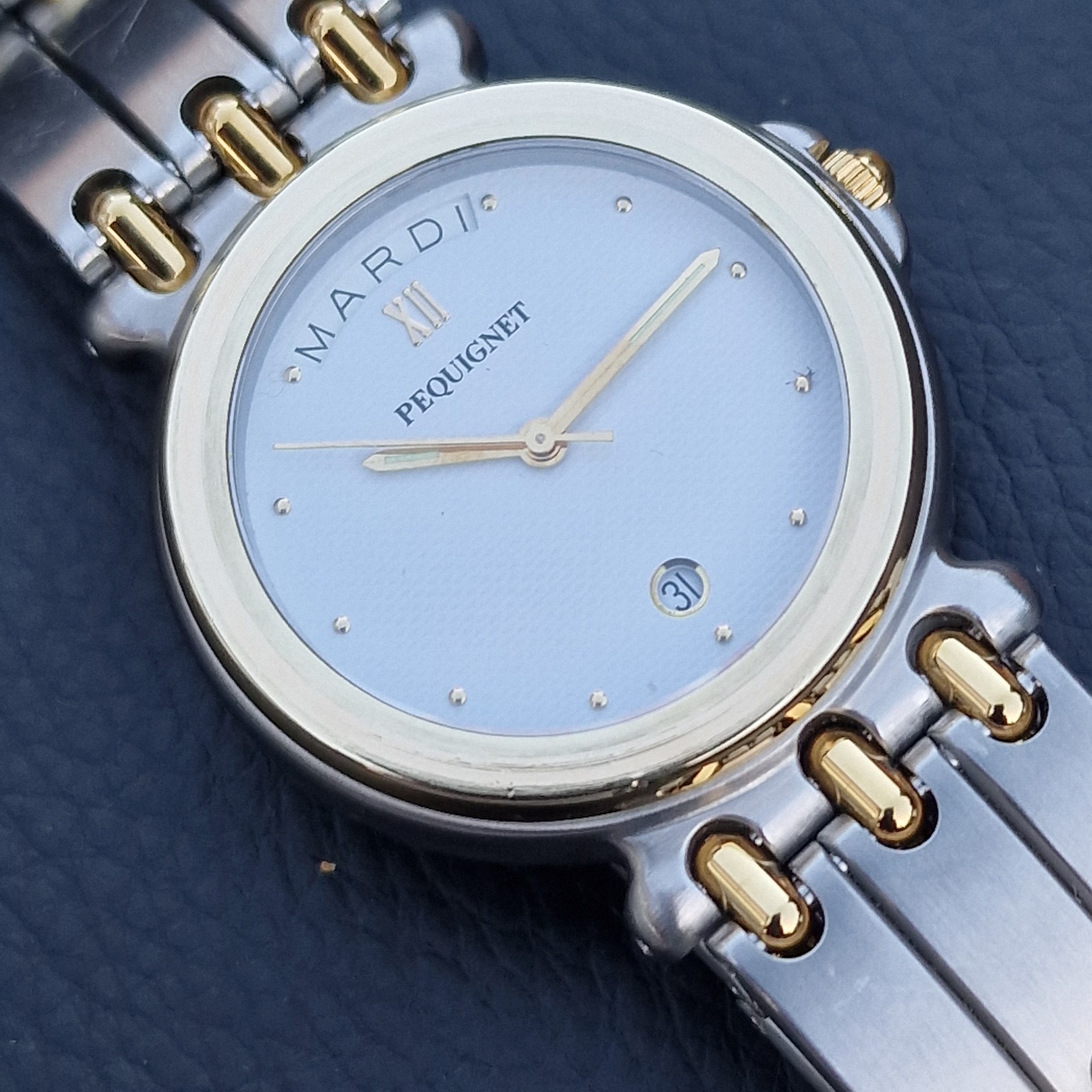 Gents EMILE PEQUIGNET Morea Date & Day Quartz watch, Box and papers, 33mm.