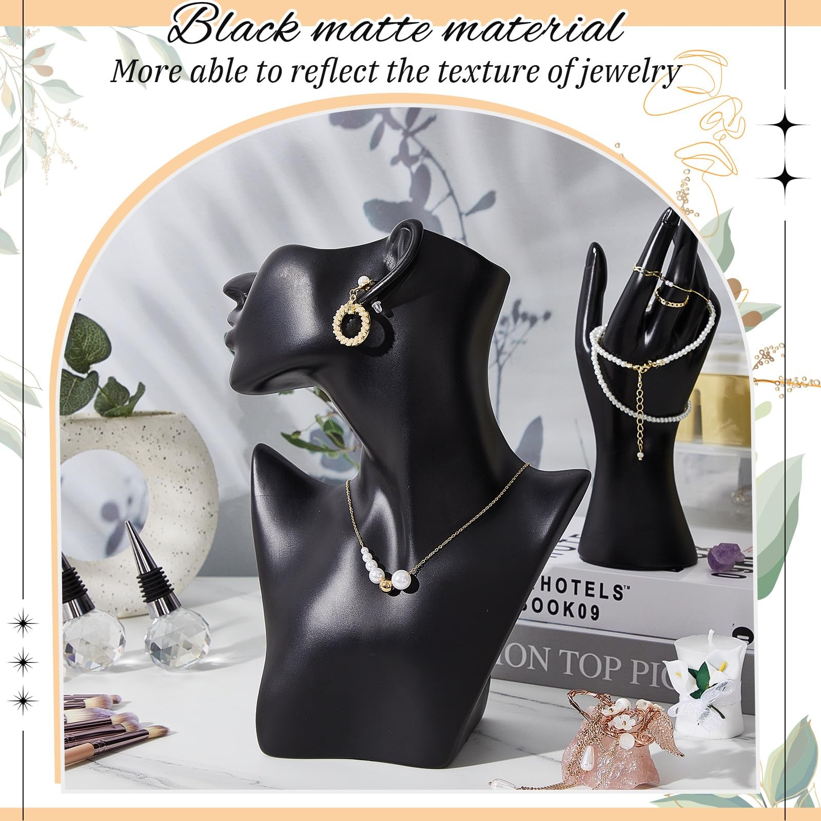 Kigley 3 Pcs Jewelry Mannequin Display Set Including Boutique Bust Holder Man…