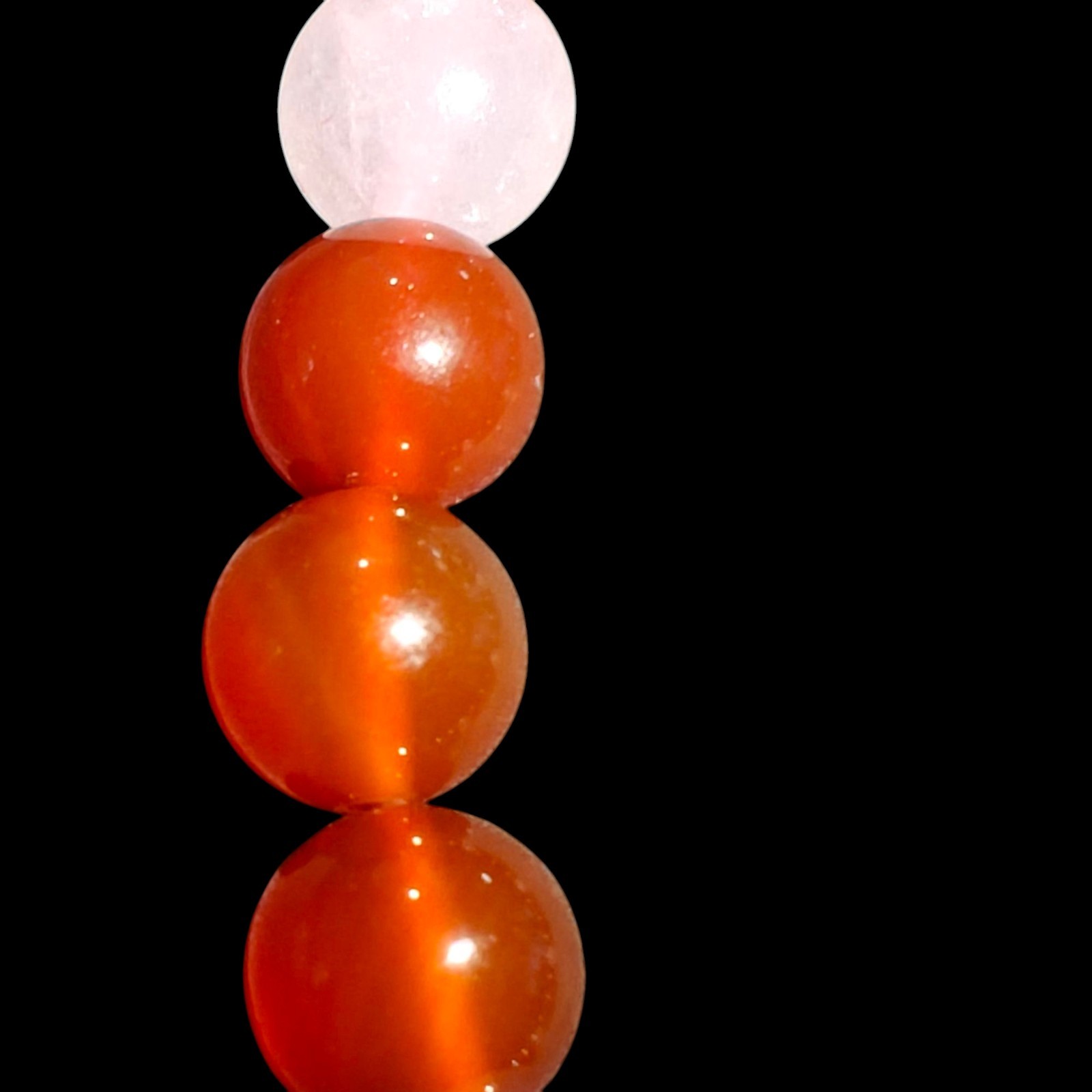 Rose Quartz & Carnelian Bracelet 2 Piece Set Natural Stones 8mm Stretches