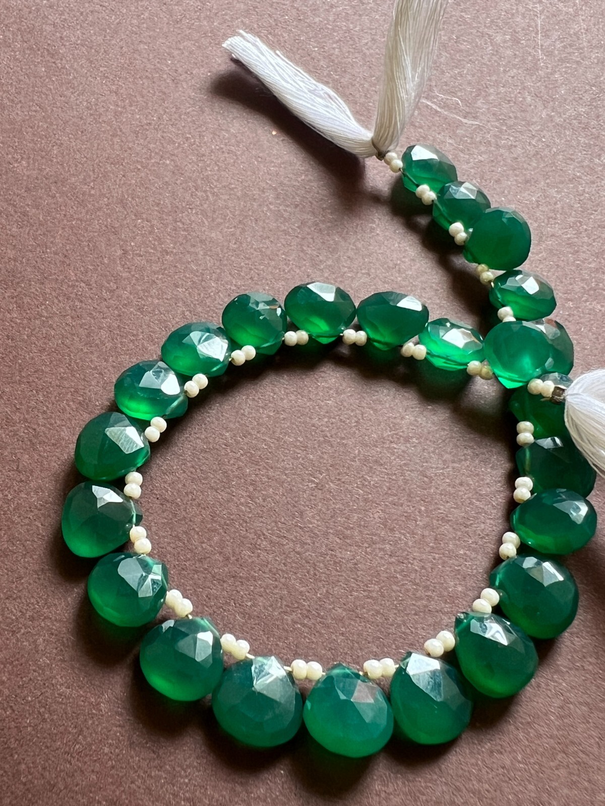 Green onyx Faceted Pear Briolette Beads 1 Strand 8-9mm Teardrop Gemstone