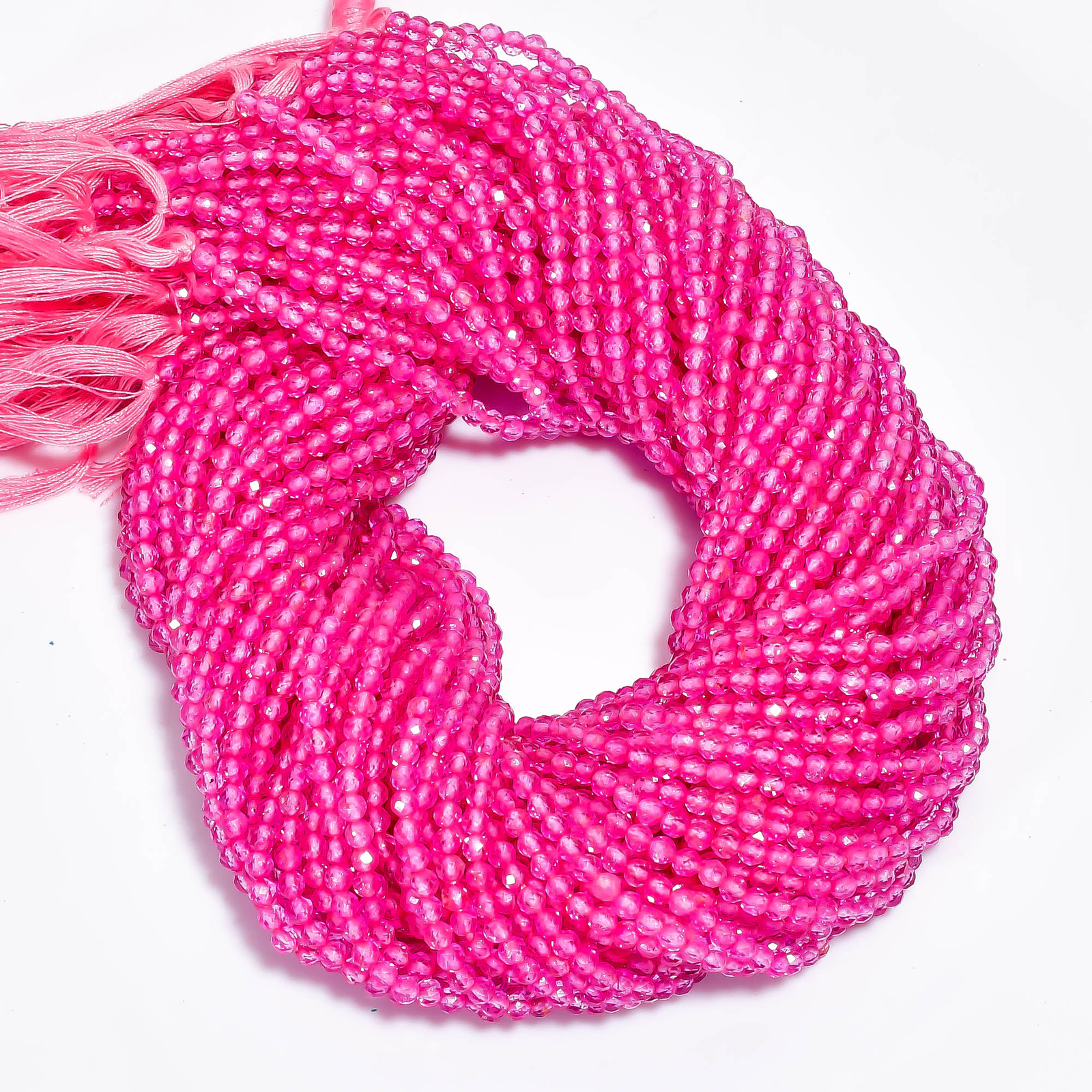 Natural Pink Topaz Gemstone Round Shape Faceted Beads 3X3 mm Strand 13″ EB-681
