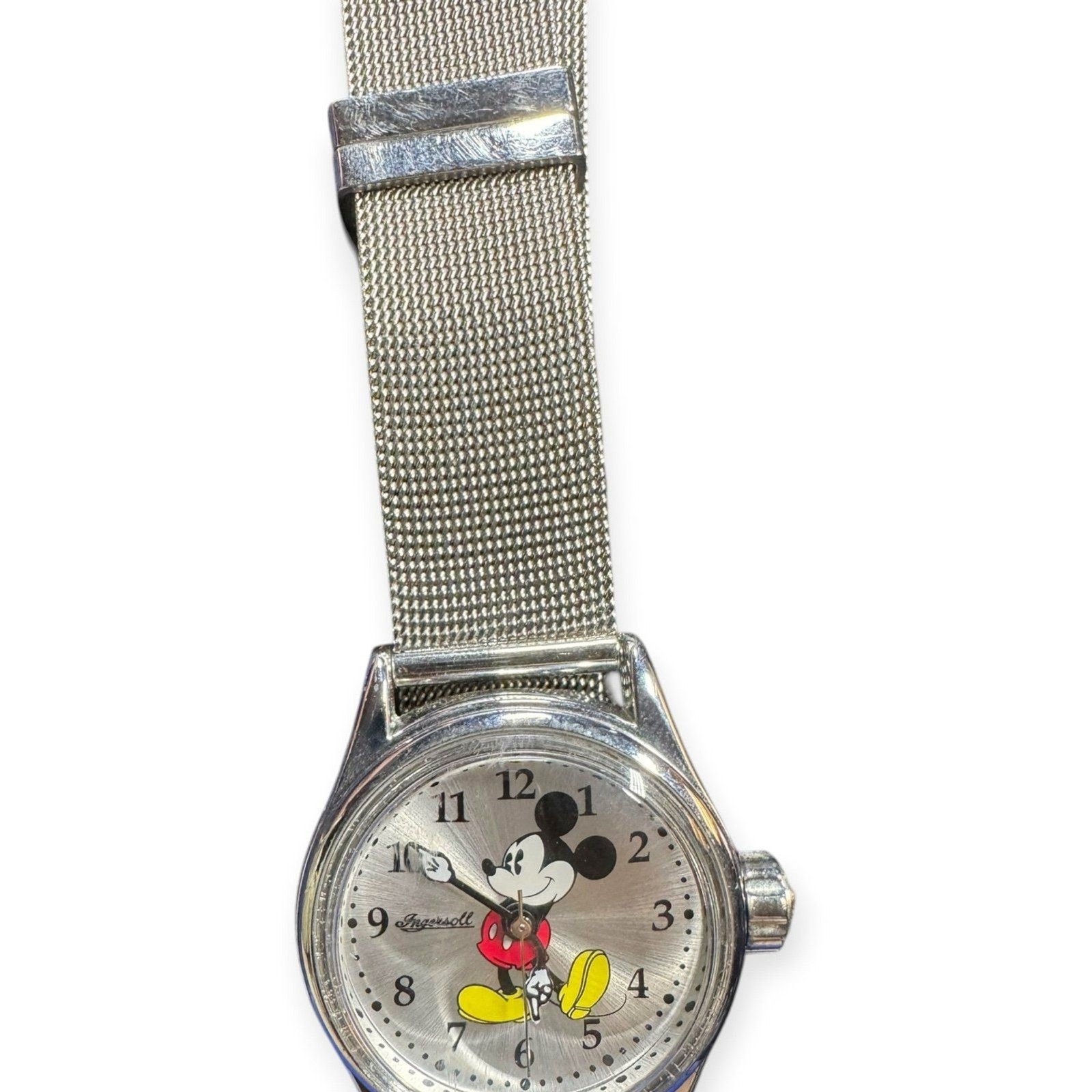 Disneyland Ingersoll Mickey Mouse Watch Silver Swiss Watch Base VTG Rare