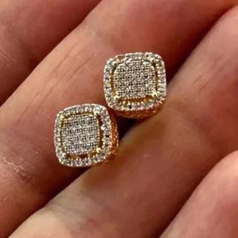 Men’s Engagement Stud Earrings Round Cut Simulated Siamond 925 Starling Silver