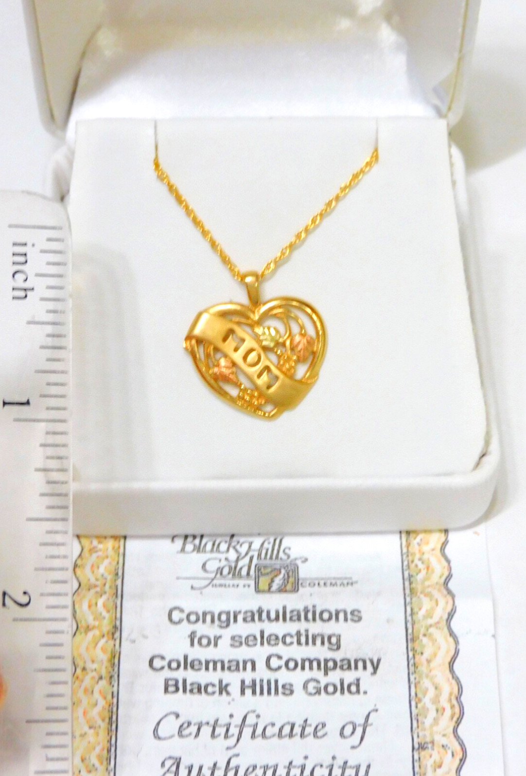 Black Hills Gold 10k Coleman Mom Heart Pendant Necklace