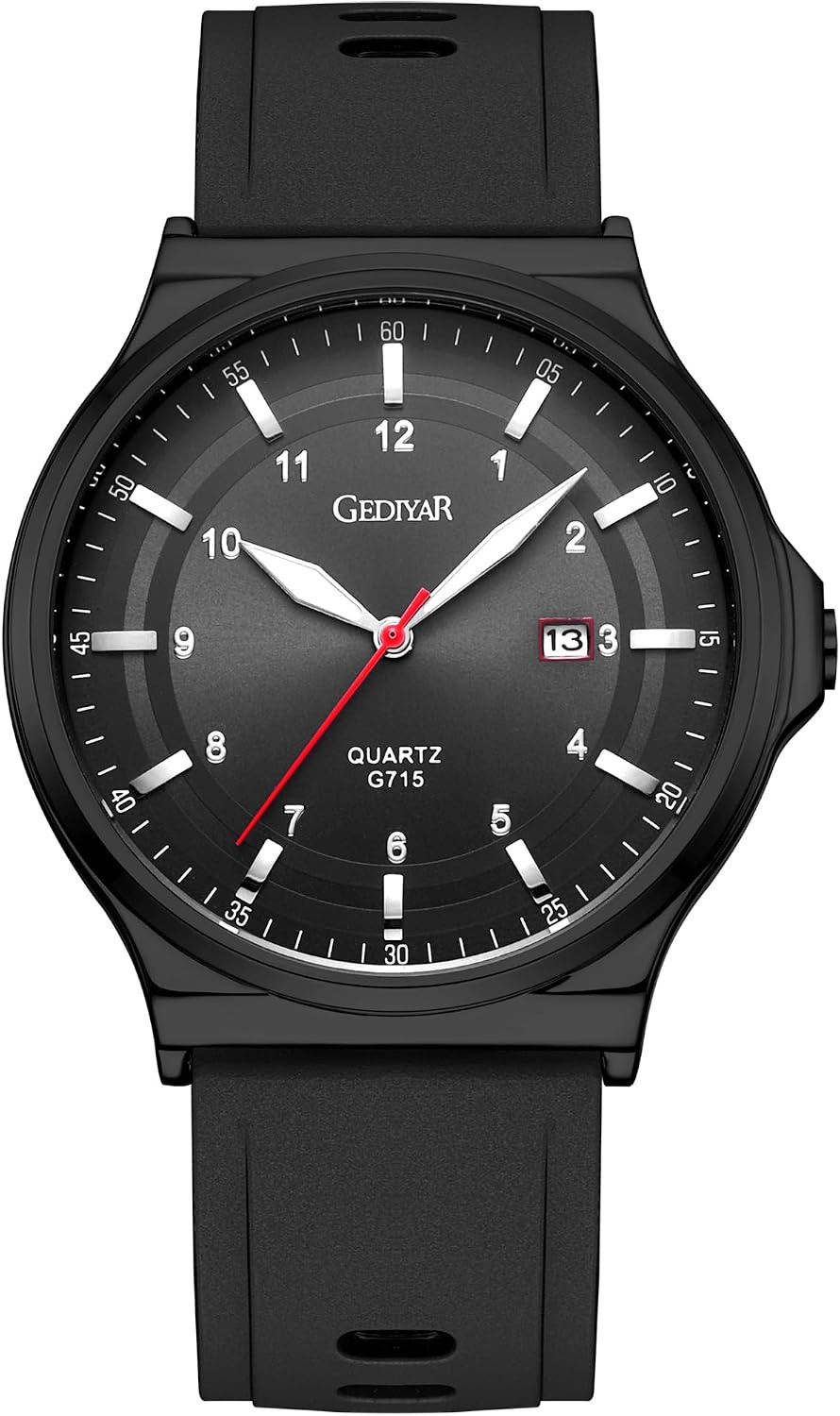 Men’s Analog Quartz Watch Silicone Band Waterproof Date Casual Business Sport