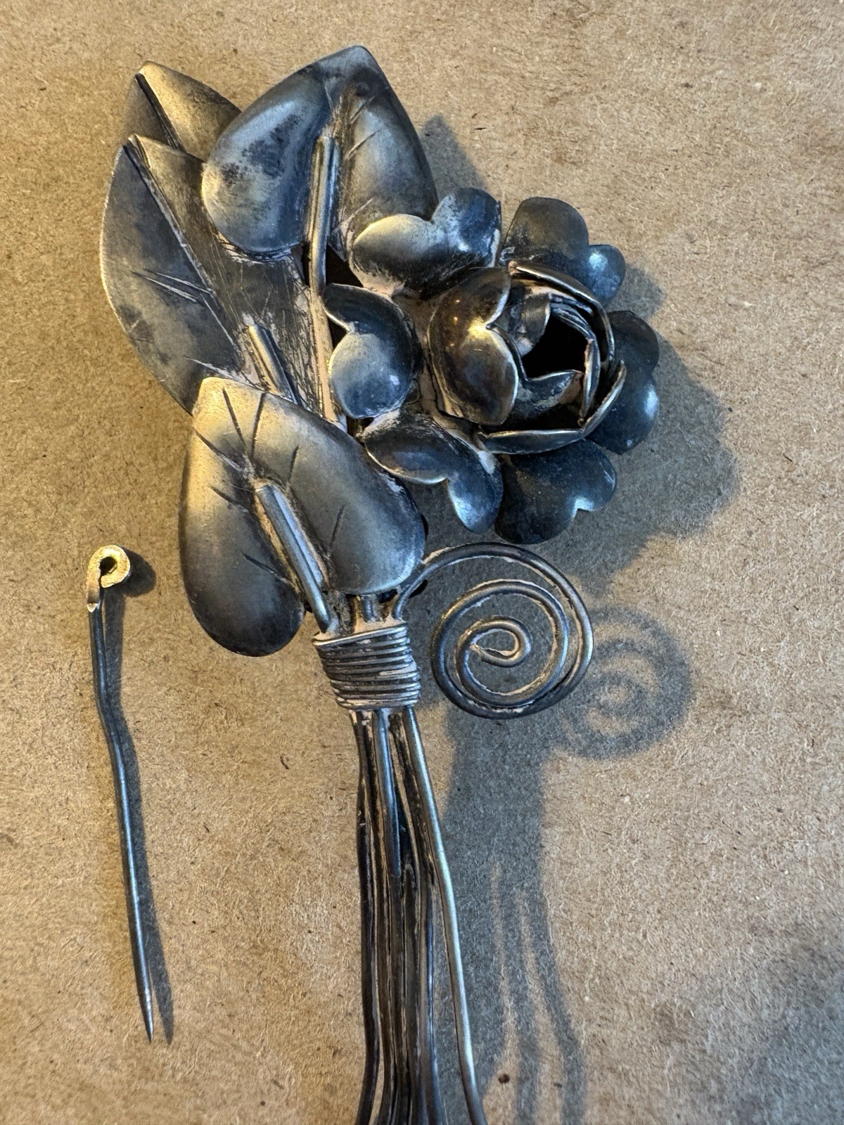 Vintage Sterling Silver Floral Bouquet Brooch. Possibly Hobe From 1940’s.