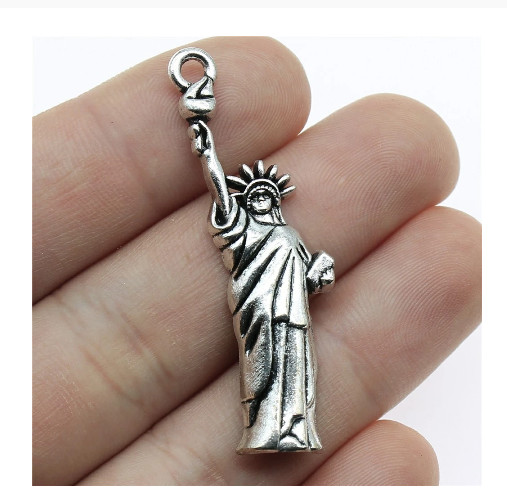 STATUE LIBERTY USA FLAG AMERICA pendant 20″ 925 Sterling Silver plated Necklace