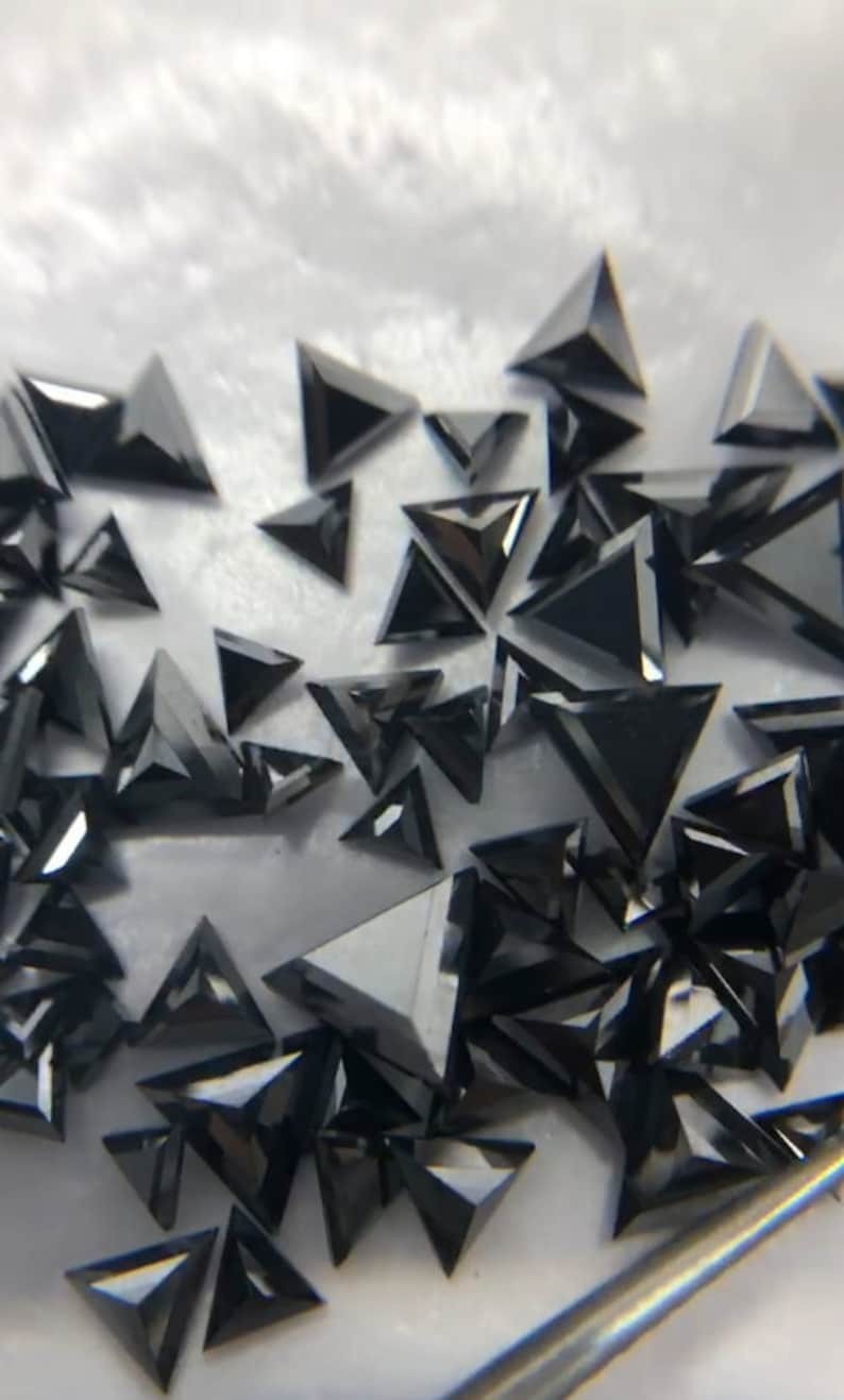 Natural Triangle Shape Black Diamonds Lot Loose Melee Stones for Jewelry Making