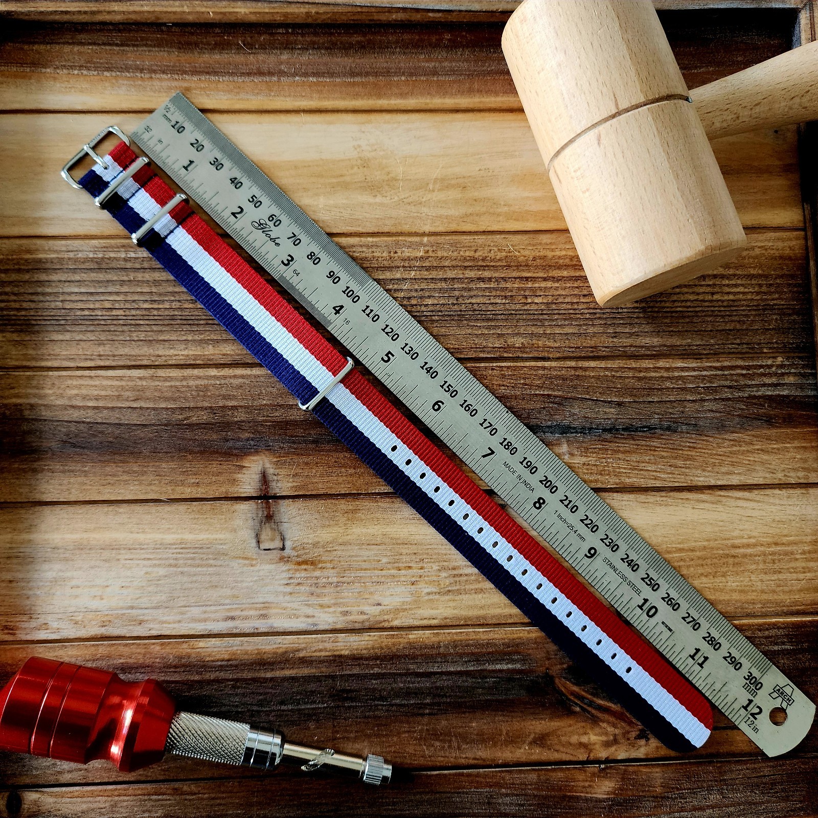 NATO G10® Watch Strap 18mm-24mm Red White Blue Ballistic Nylon Military Band USA