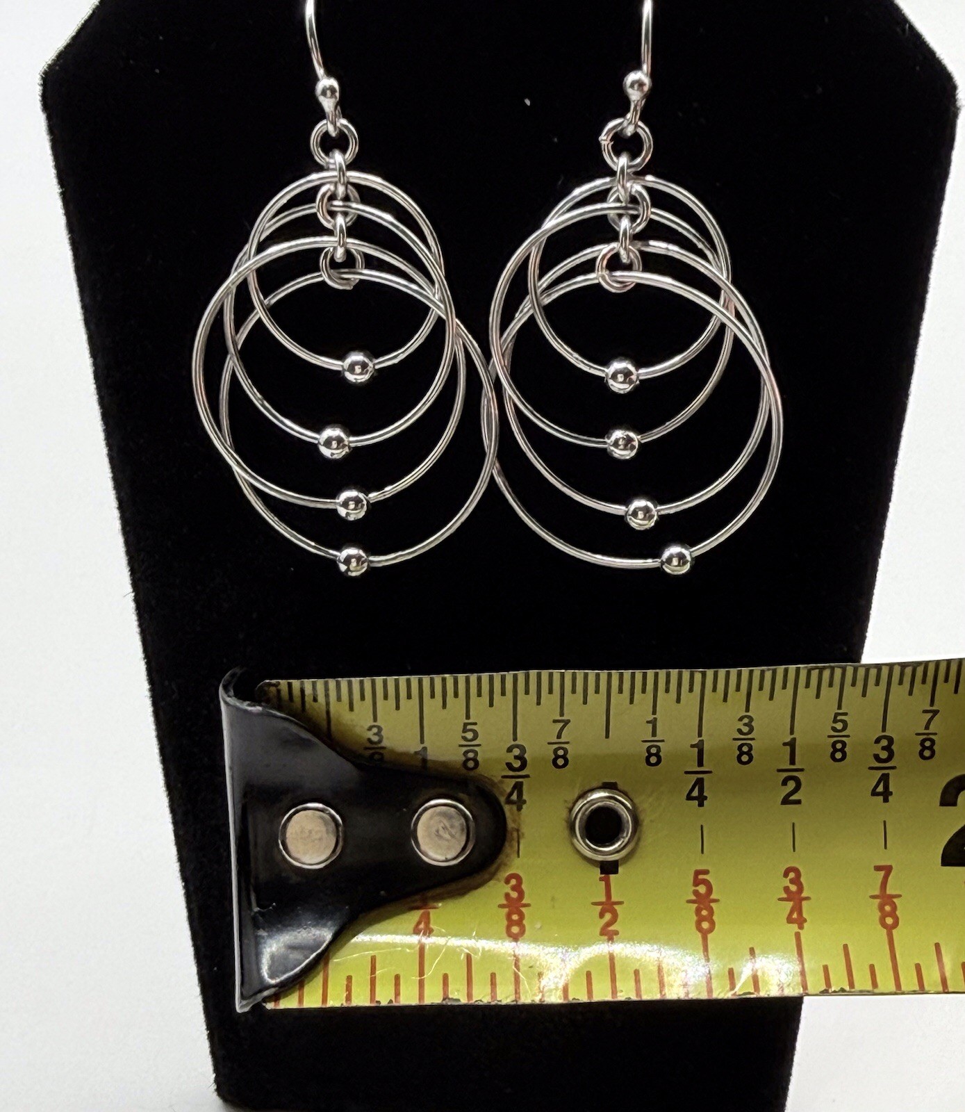Sterling Silver 925 Multi Hoop Dangle Earrings Modern Kinetic Drop