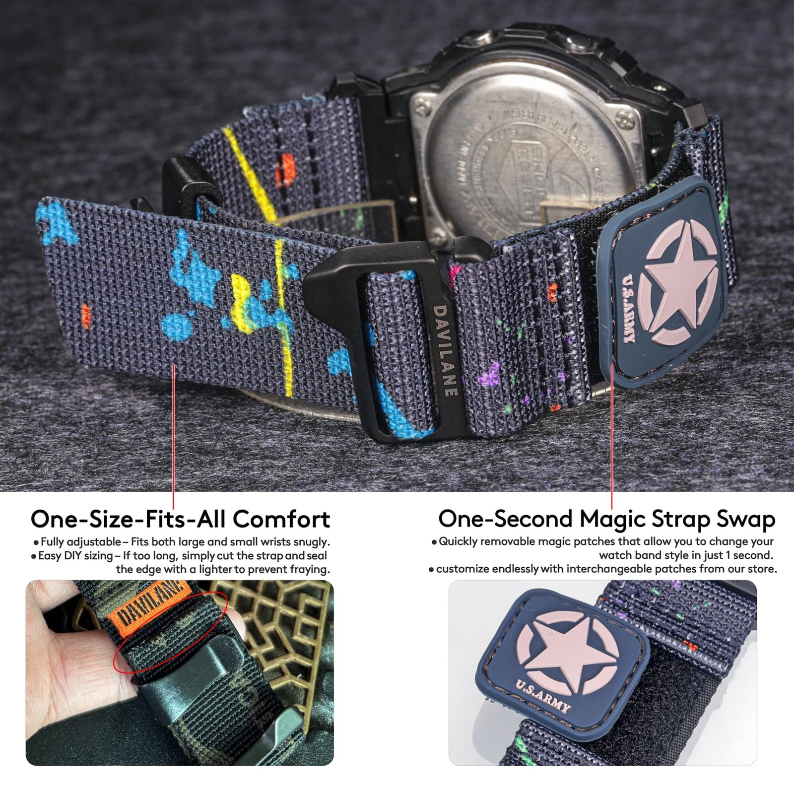 ​16mm Nylon Military Watch Band for G-Shock GD/DW/GW/GA Series (GD-350, DW-56…