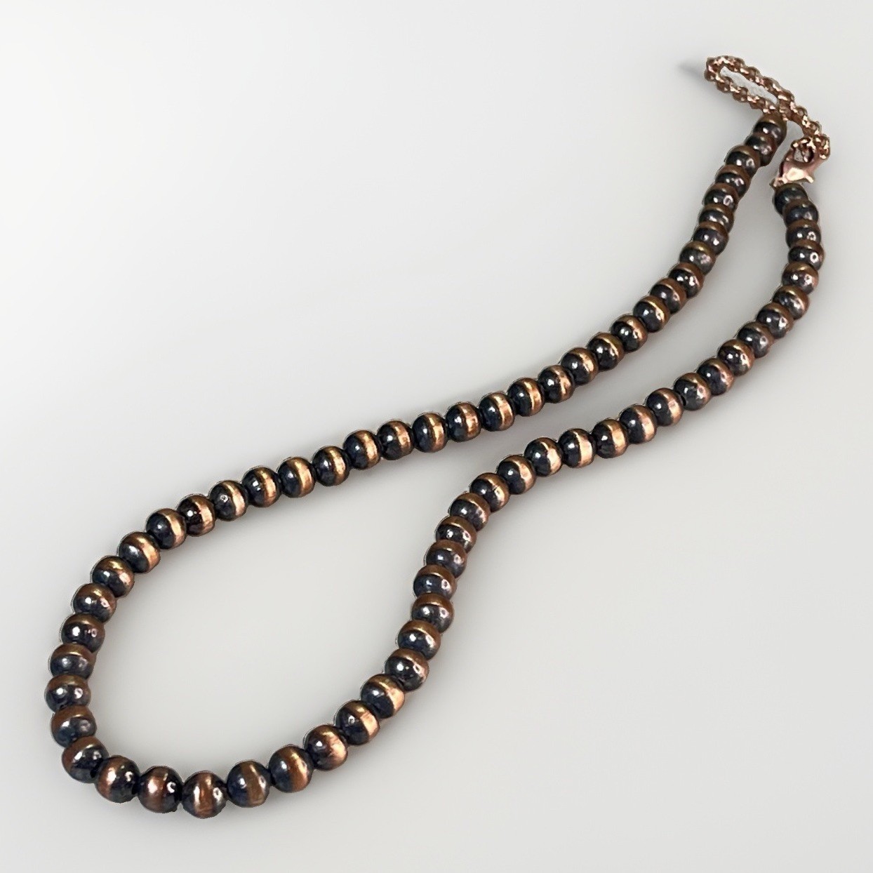 Southwestern 5mm Solid Copper Desert Pearl Hand Strung Necklace 18-20” 15.1g