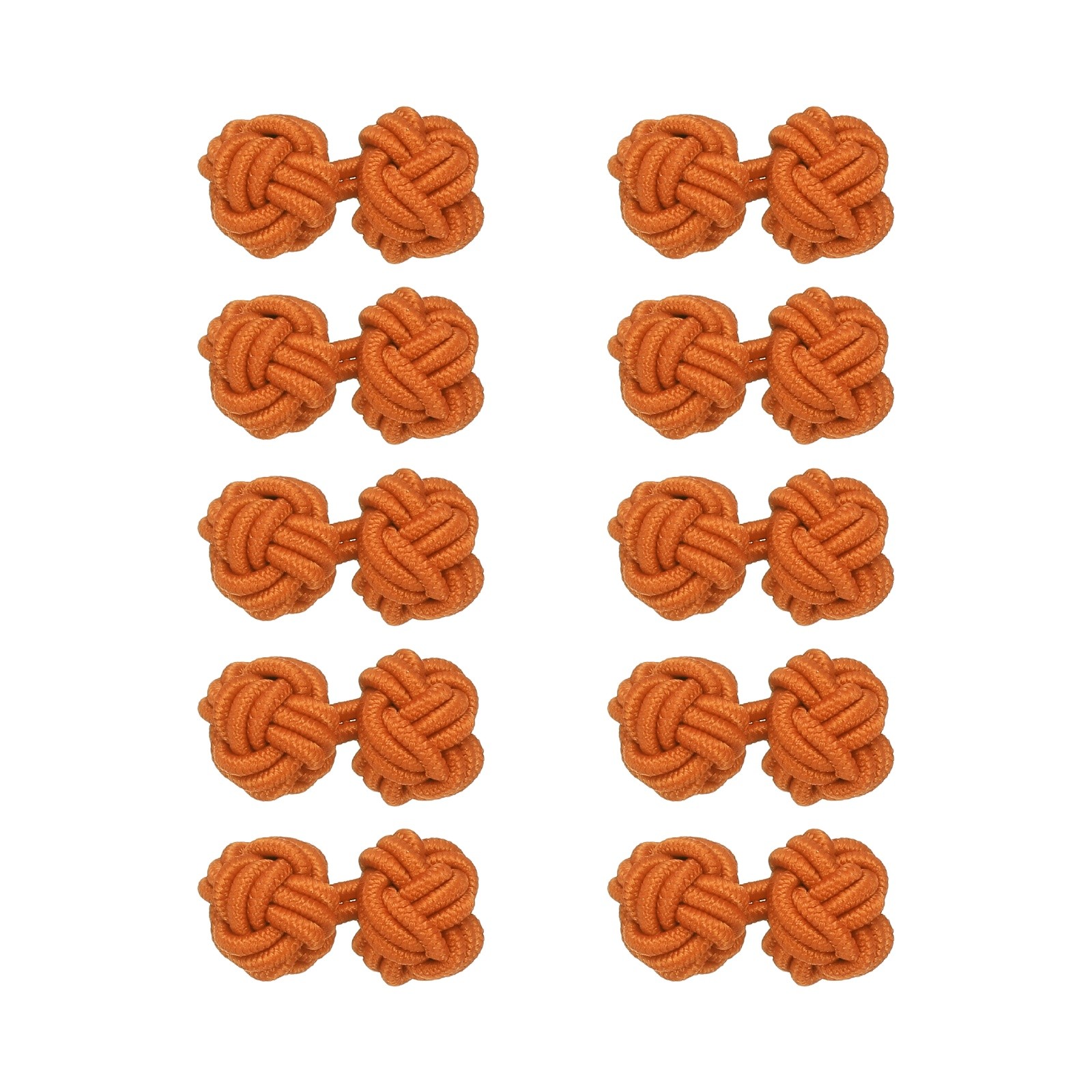 5 Pairs Silk Knot Cufflinks, Elastic Fabric Shirt Cufflinks, Bright Orange