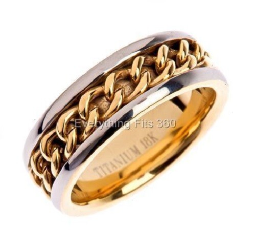 5mm or 7mm 18K Gold Plated Wedding Ring Grade 5 Titanium Band Comfort Fit Ring